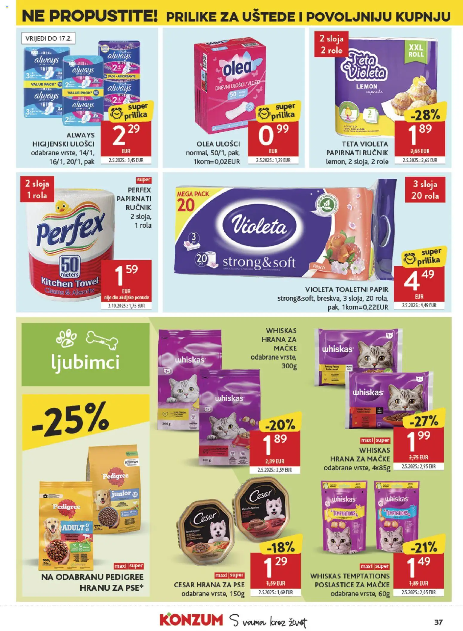 Konzum HR akciós ujság - amely érvényes a következő dátumtól: 04.02.2026 | Oldal: 37 | Termékek: Whiskas, Dió