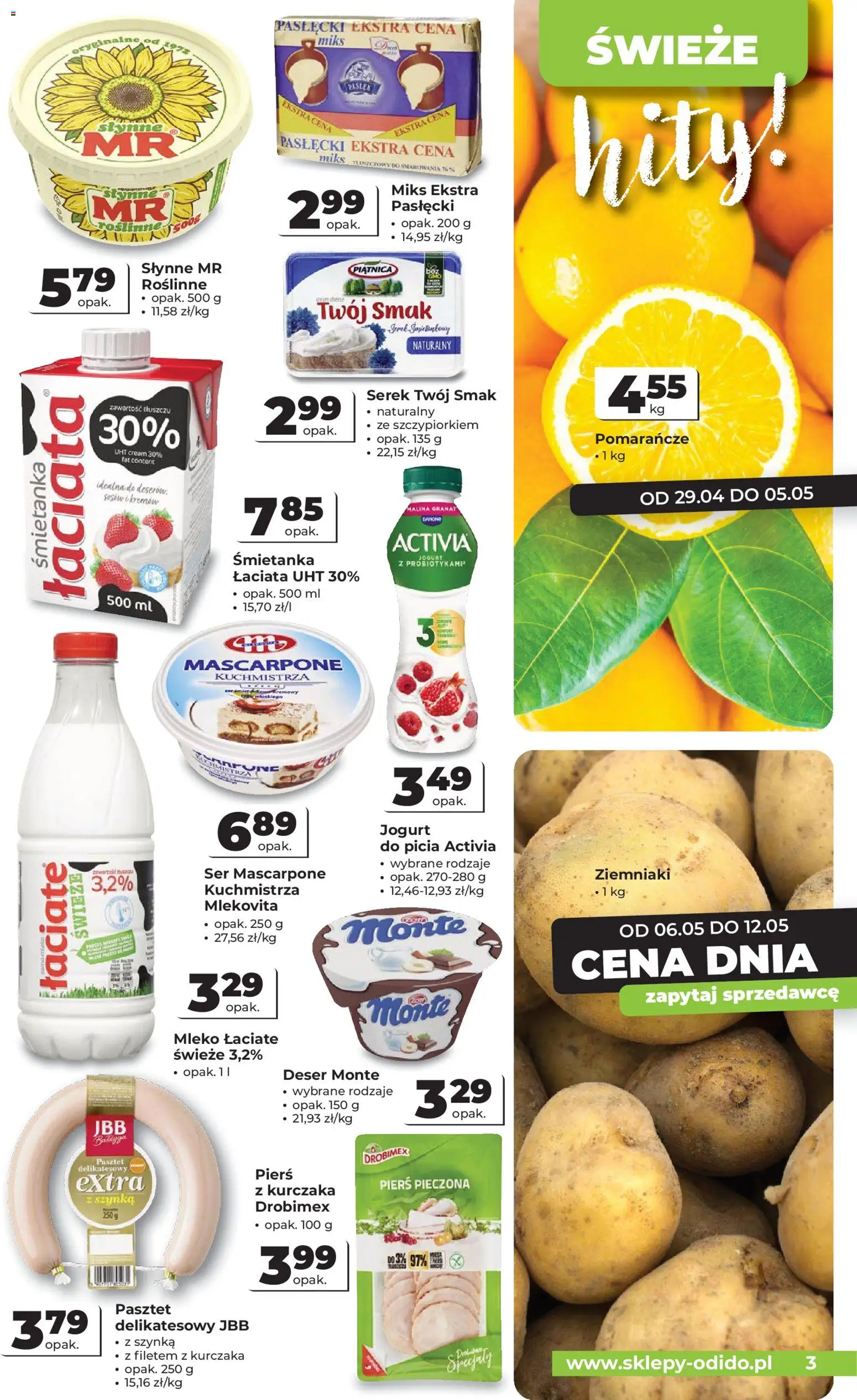 Odido gazetka od 29.04.2026 | Strona: 3 | Produkty: Serek Twój Smak, Ser, Pomarańcze, Ziemniaki