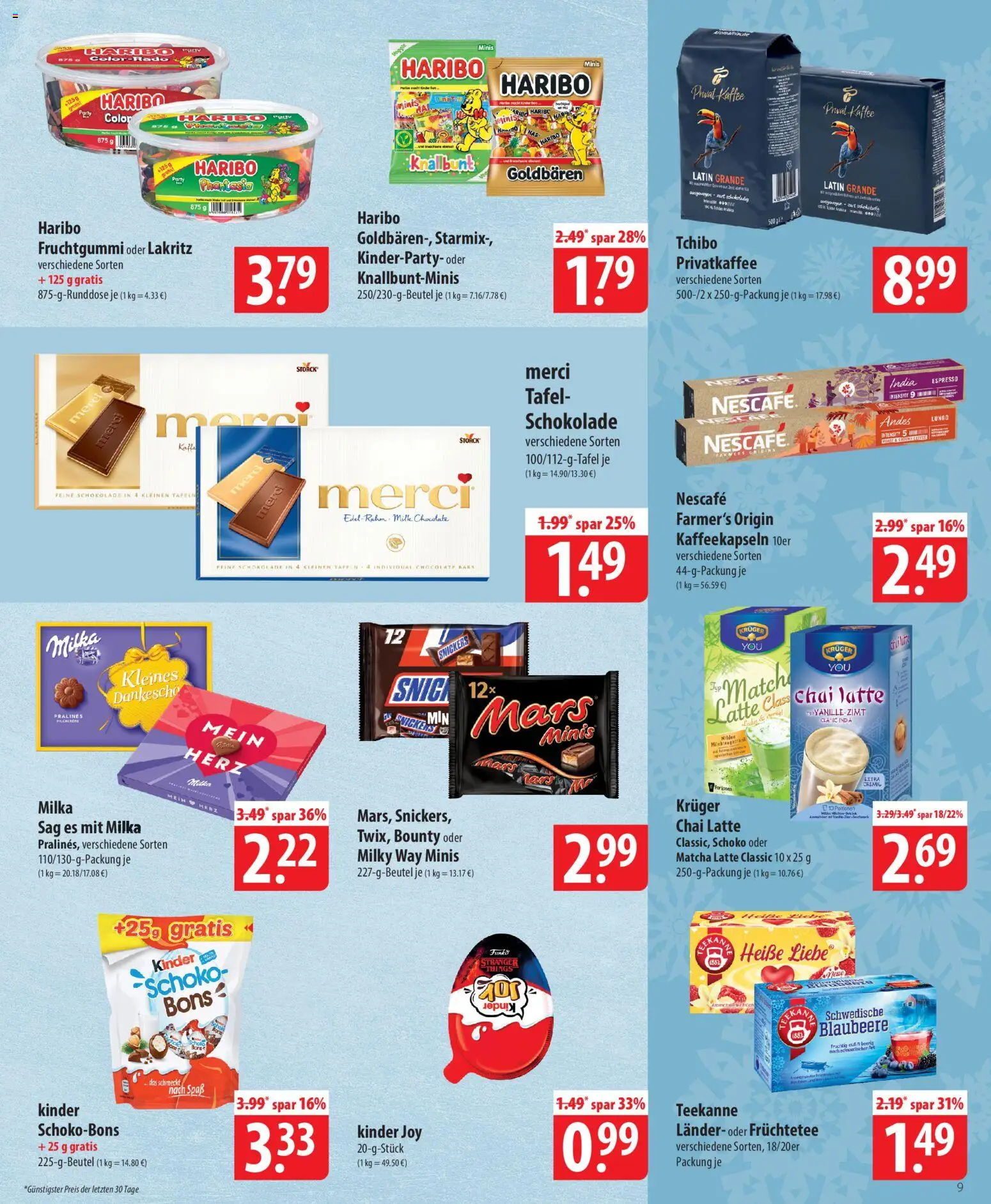 Famila Prospekt 	 – gültig ab 01.12.2025 | Seite: 9 | Produkte: Nescafe, Haribo, Milka, Kinder joy