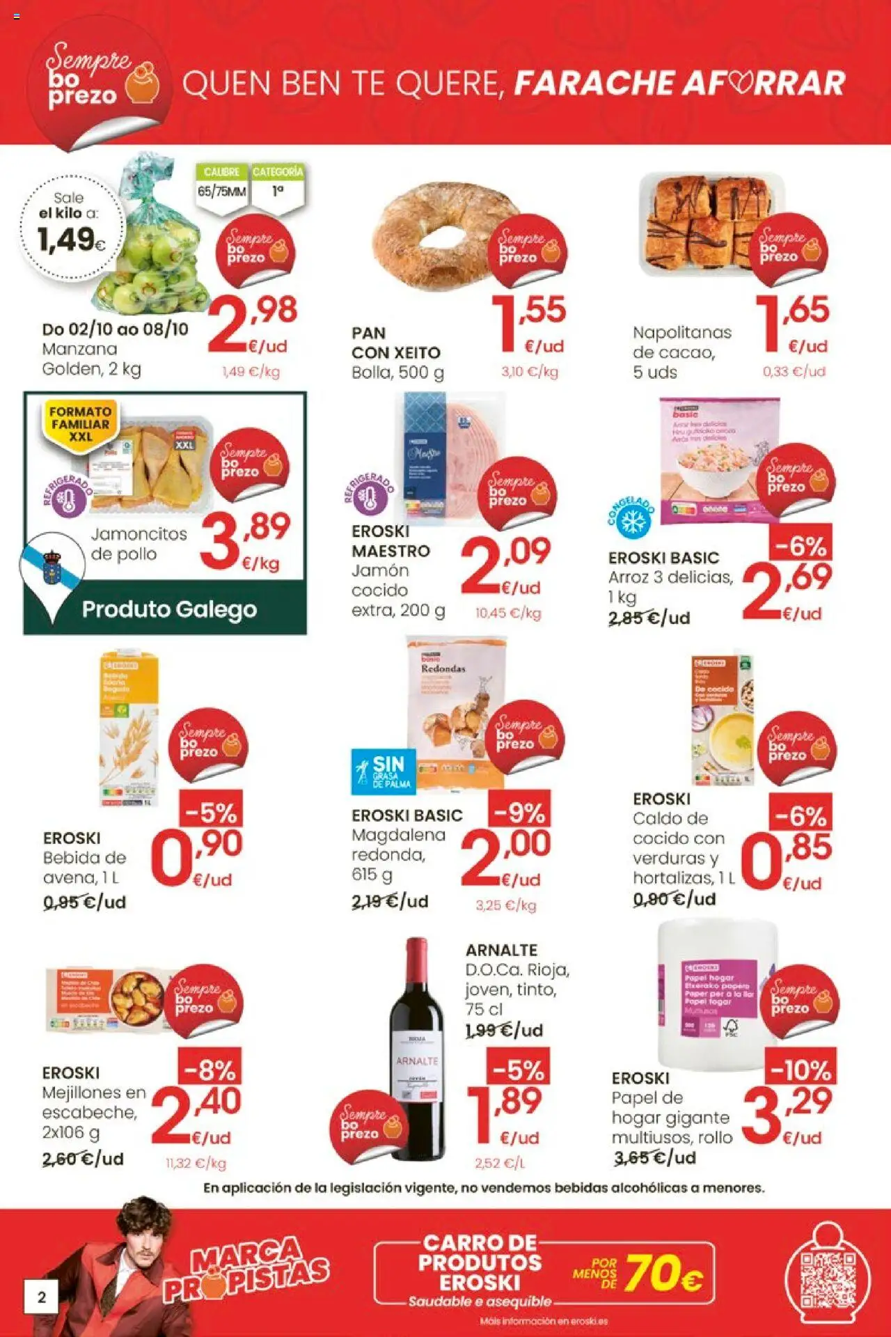 Eroski - Ofertón  │ válido desde el 02.10.2025 | Página: 2 | Productos: Jamón, Arroz, Manzana, Té
