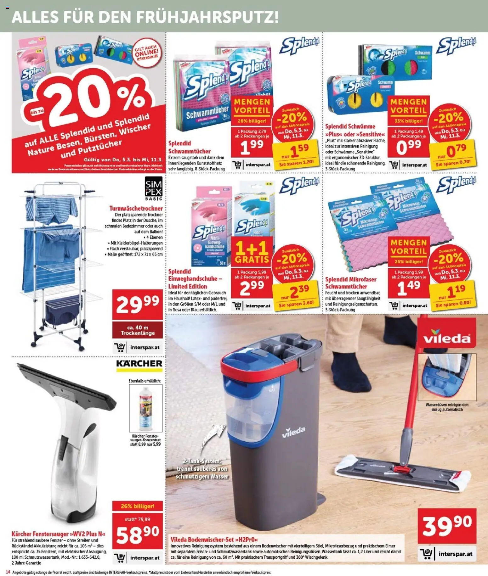 Interspar Flugblatt - Burgenland Nord gültig ab 05.03.2026 | Seite: 14 | Produkte: Wasser, Handschuhe, Trockner