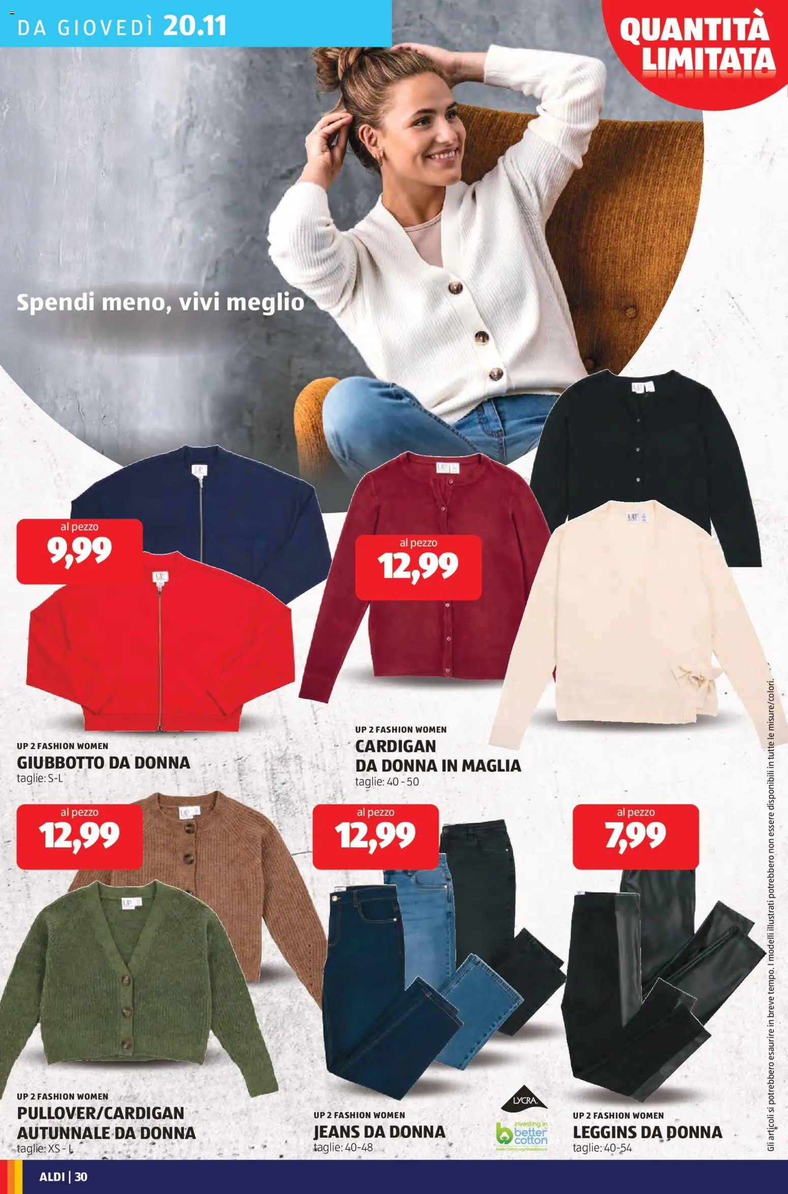 Volantino Aldi del 17.11.2025 | Pagina: 32 | Prodotti: Leggings, Leggins, Cardigan, Jeans