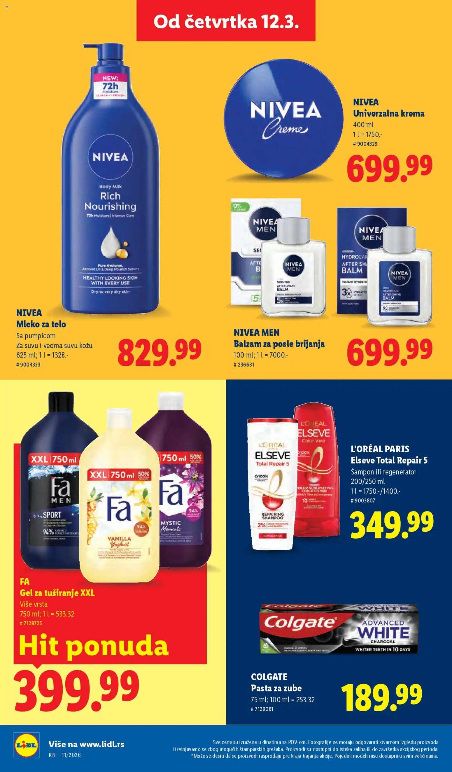 Lidl katalog - važi od 12.03.2026 | Strana: 32 | Proizvode: Šampon, Mleko, Gel za tuširanje, Pasta za zube