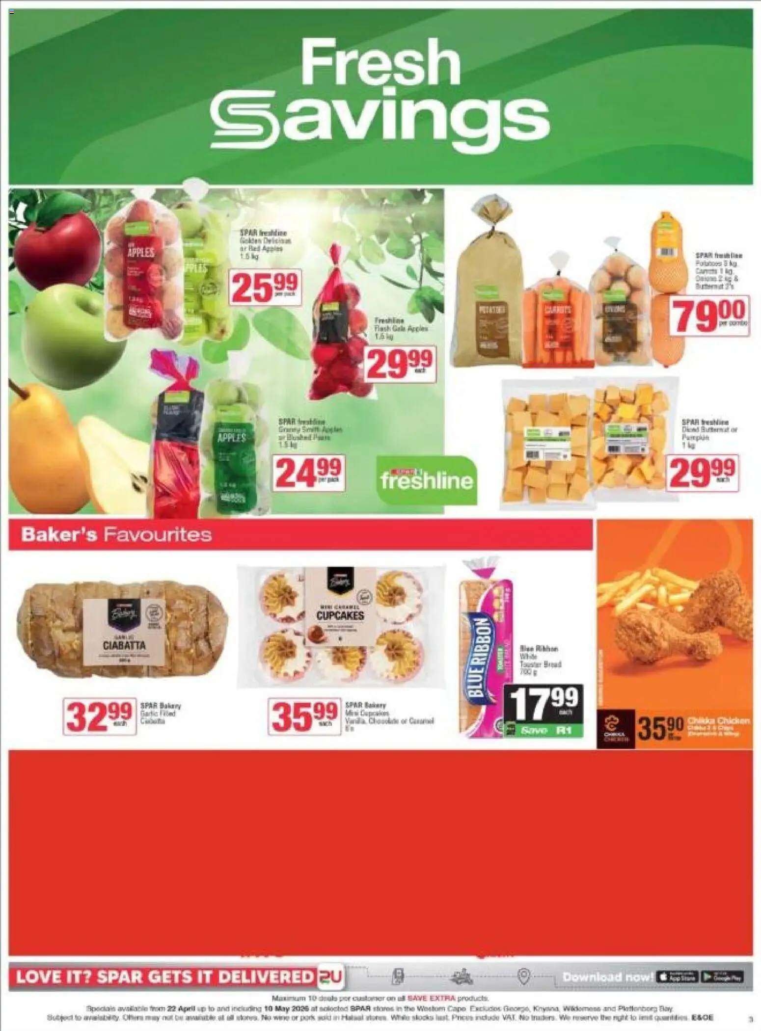 New Spar catalogue – valid from 22.04.2026 | Page: 3 | Products: Bakery, Chicken, Apples