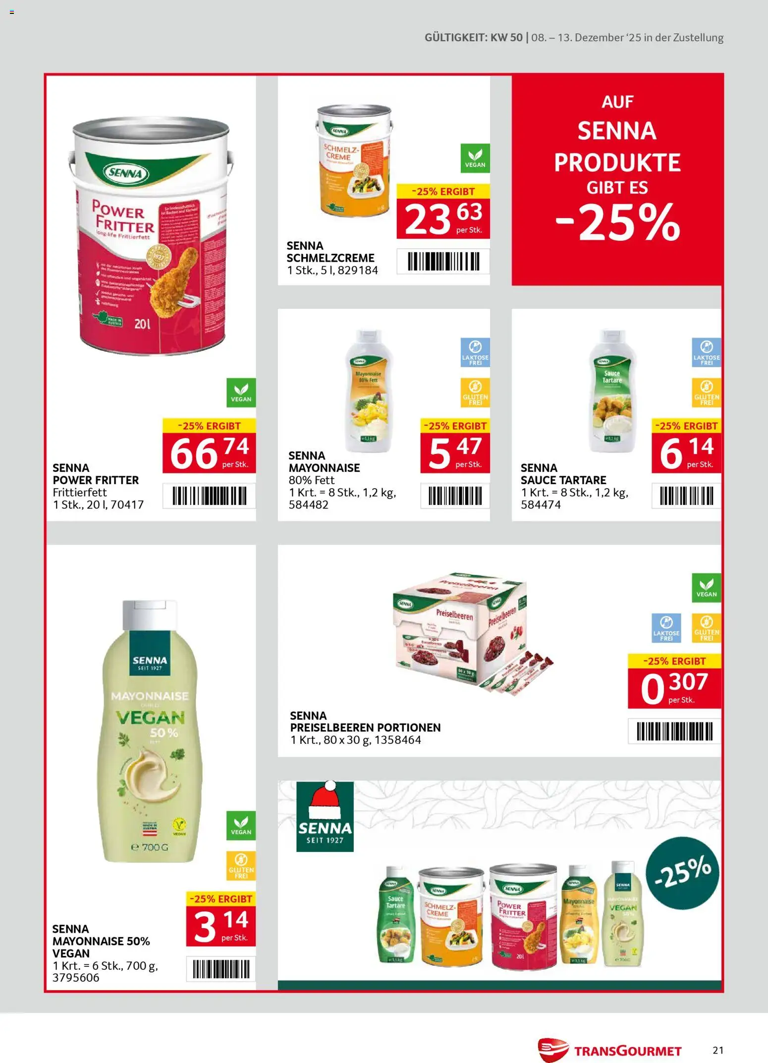 Transgourmet Zustellaktion gültig ab 08.12.2025 | Seite: 21 | Produkte: Mayonnaise, Creme