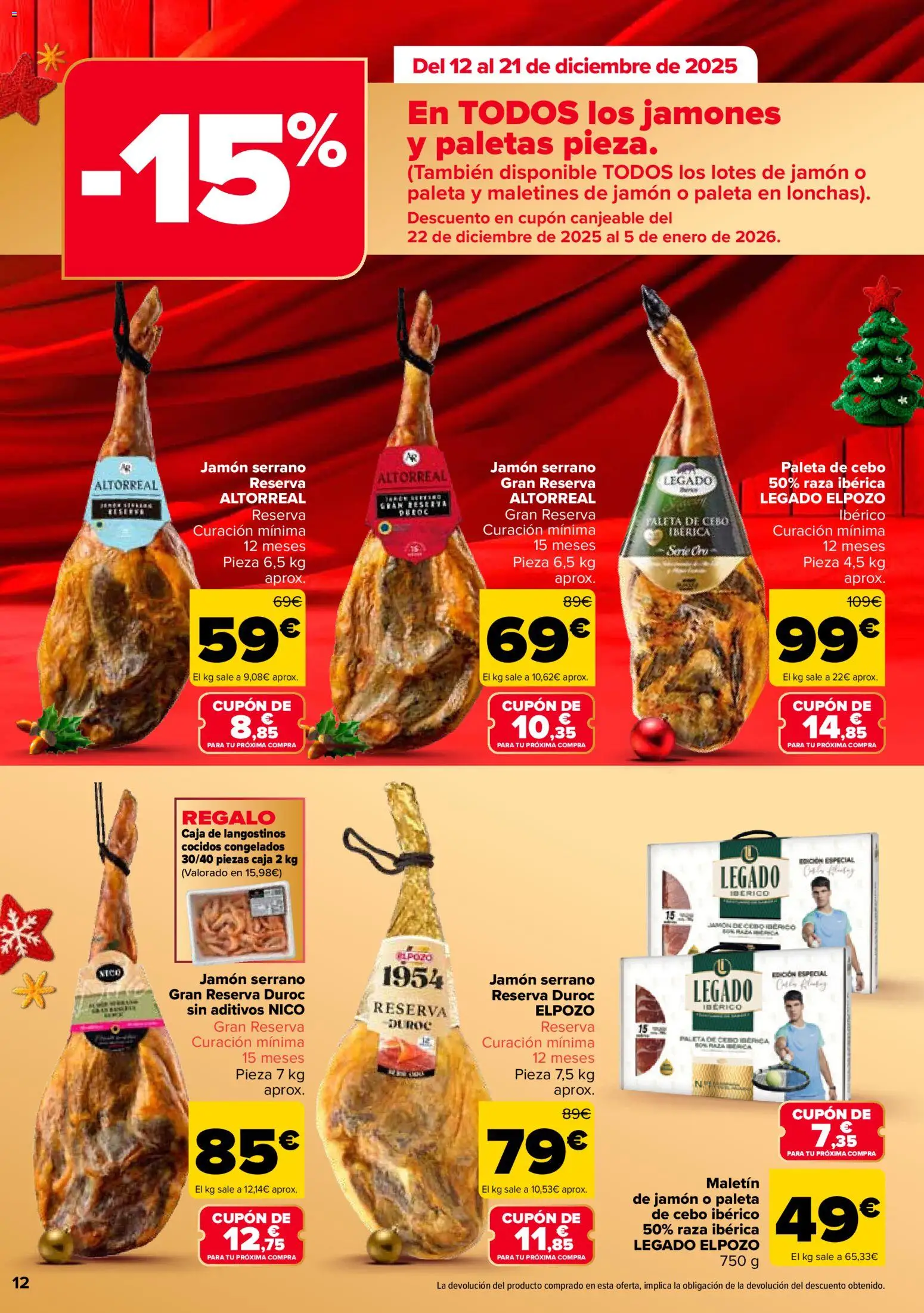 Carrefour folleto │ válido desde el 12.12.2025 | Página: 14 | Productos: Jamón serrano, Jamón, Caja