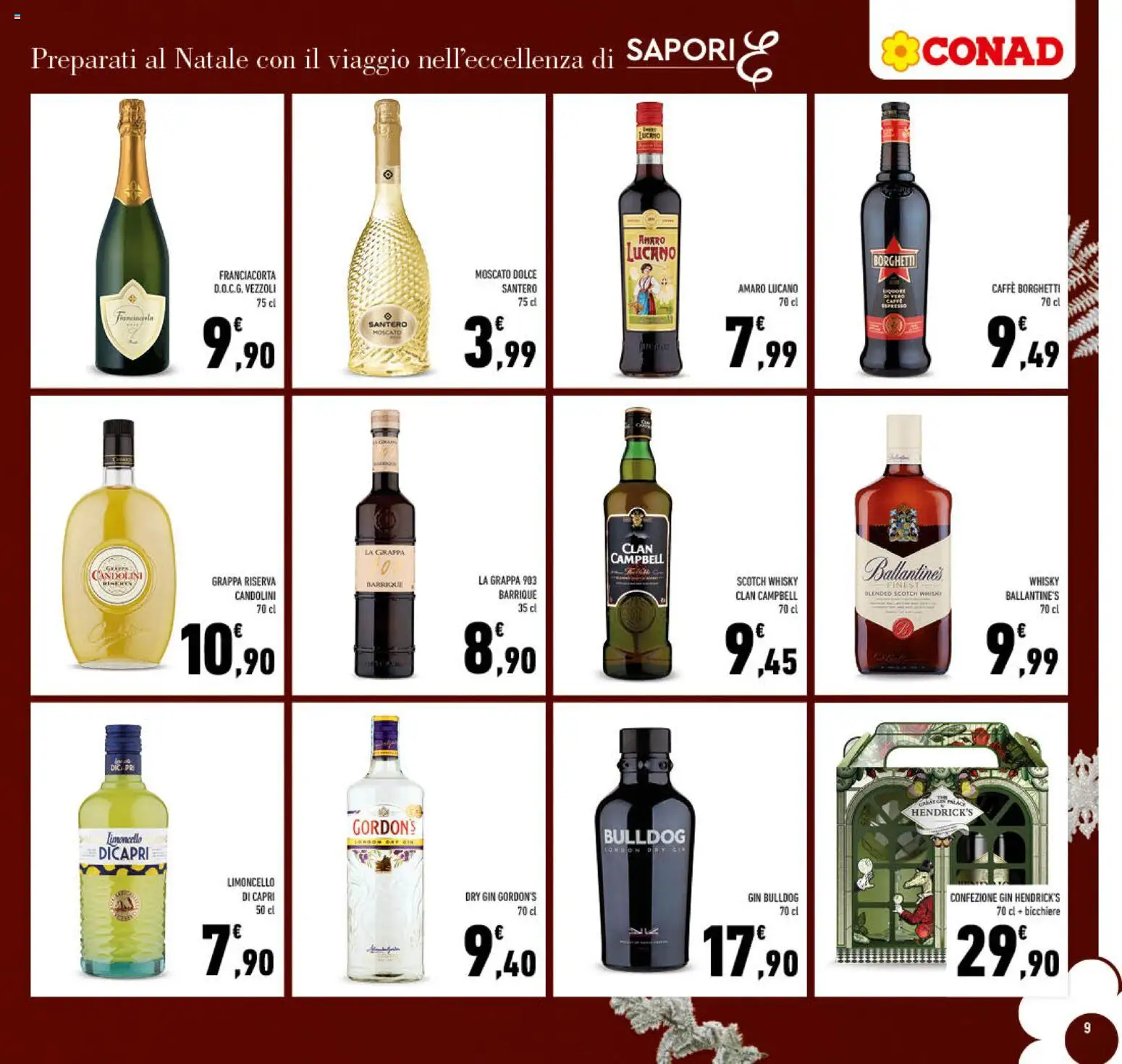 Volantino Conad del 01.12.2025 | Pagina: 9 | Prodotti: Whisky, Limoncello, Grappa, Amaro