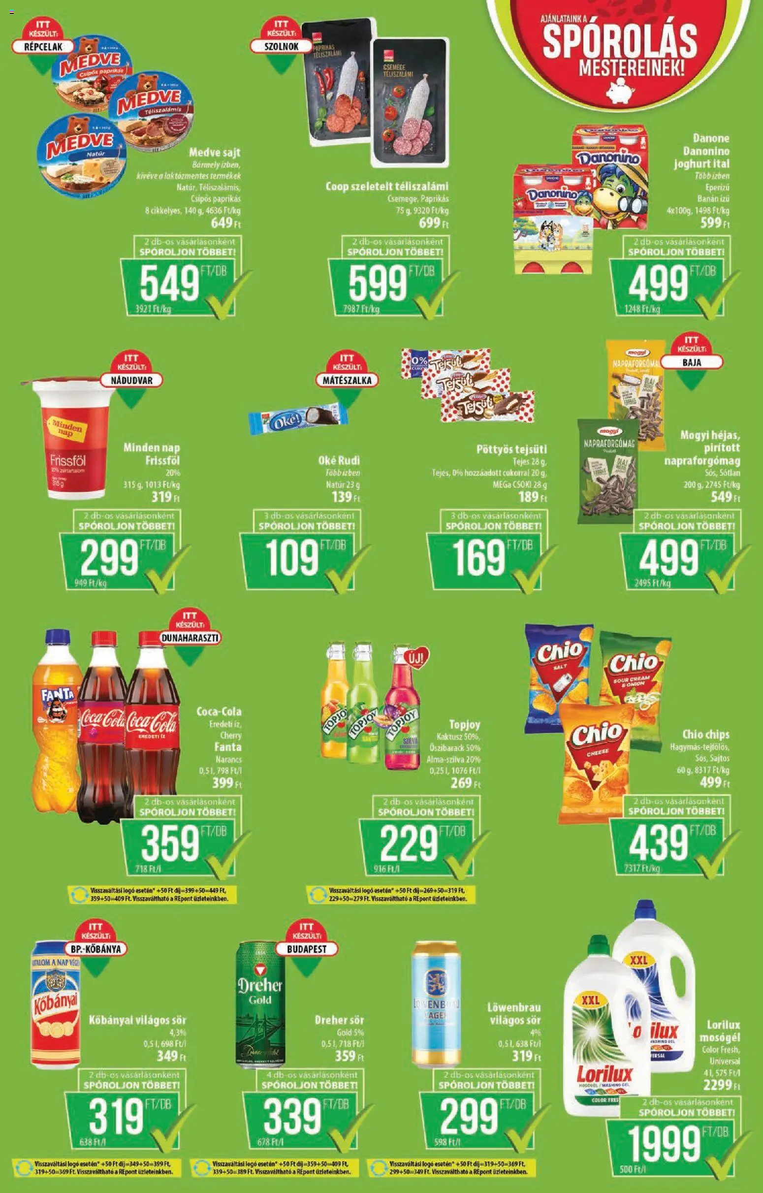 COOP akciós ujság - amely érvényes a következő dátumtól: 30.10.2025 | Oldal: 8 | Termékek: Chips, Fanta, Dreher sör, Narancs