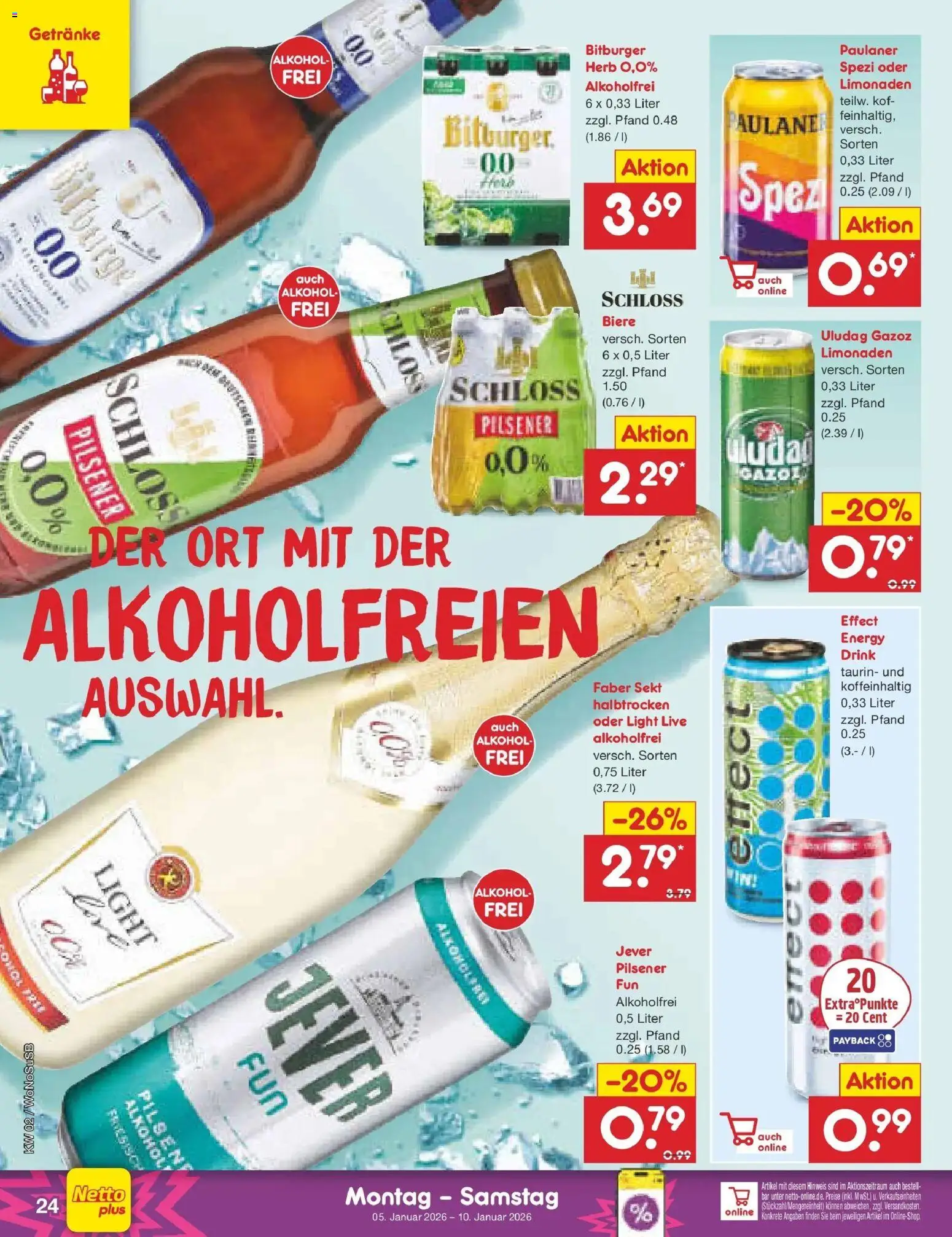 Netto Marken-Discount prospekt Rodgau	 – gültig ab 05.01.2026 | Seite: 24 | Produkte: Bitburger, Energy, Sekt, Jever