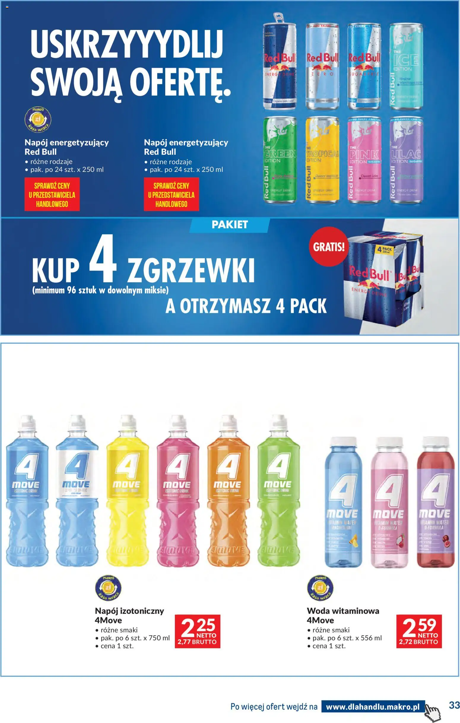 Makro gazetka - Dystrybucja do sklepów od 28.04.2026 | Strona: 33 | Produkty: Red bull, Woda, Owoce