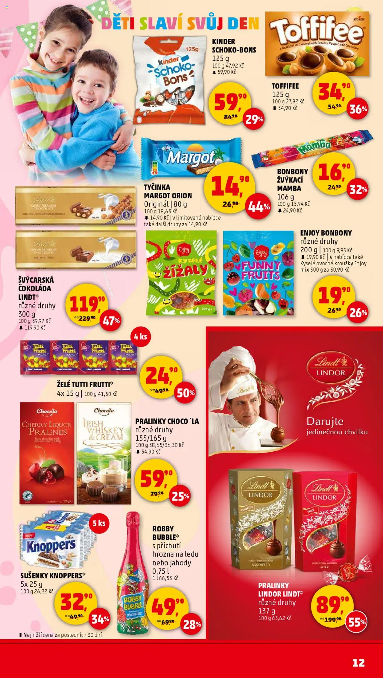 Penny Market leták - Čtvrtečník od 29.05.2025 | Strana: 12 | Produkty: Lindor, Čokoláda, Toffifee, Sušenky