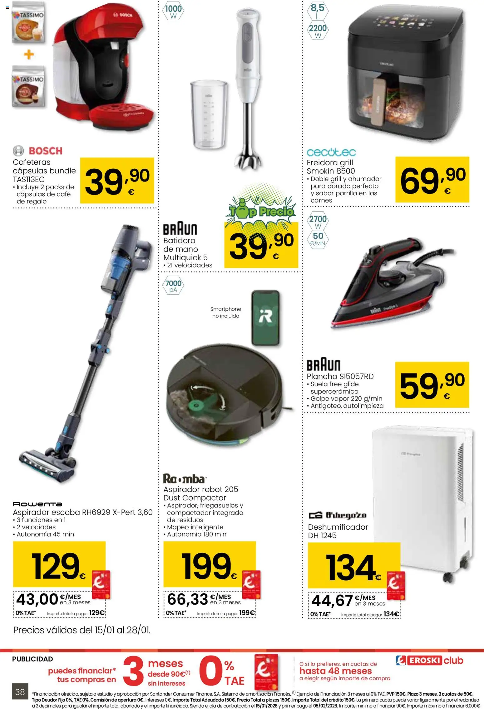 Eroski - Más de 2000 productos siempre a buen precio │ válido desde el 15.01.2026 | Página: 38 | Productos: Smartphone, Parrilla, Batidora, Freidora