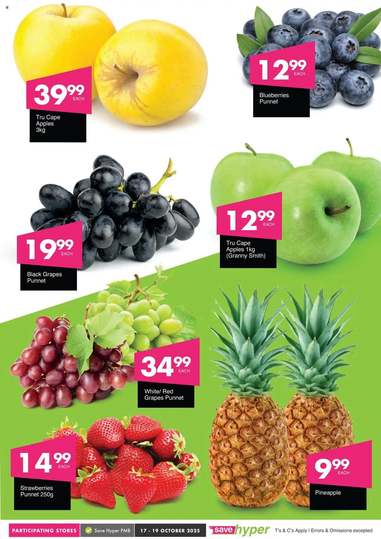 New Save catalogue – valid from 17.10.2025 | Page: 5 | Products: Blueberries, Apples, Pineapple, Grapes