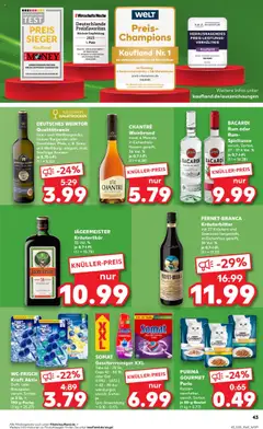 CHANTRÉ Weinbrand, mind. 6 Monate in Eichenholz- fässern gereift, 36 Vol. % je 0,7-I-FI. – gültig ab 18.09.2025 | Seite: 43 | Produkte: Bacardi, Weißwein, Duft, Chantré