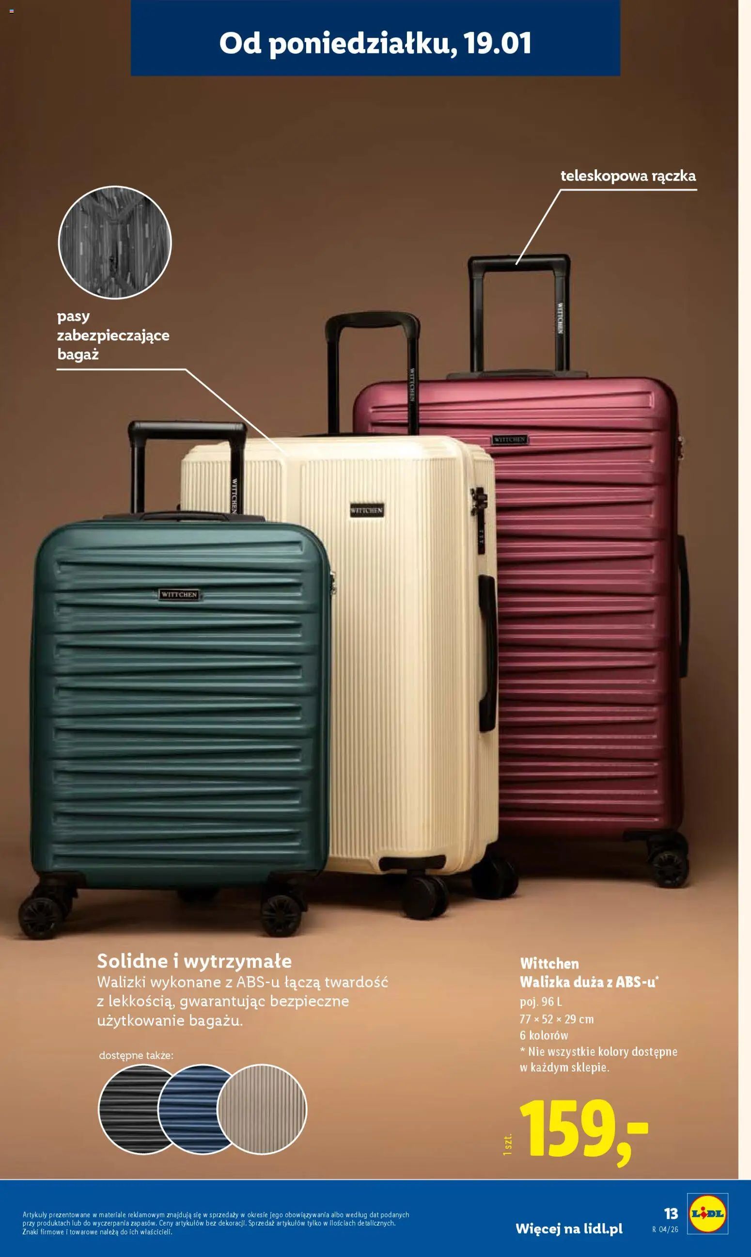 Lidl Katalog od 19.01.2026 | Strona: 13 | Produkty: Walizka, Walizki