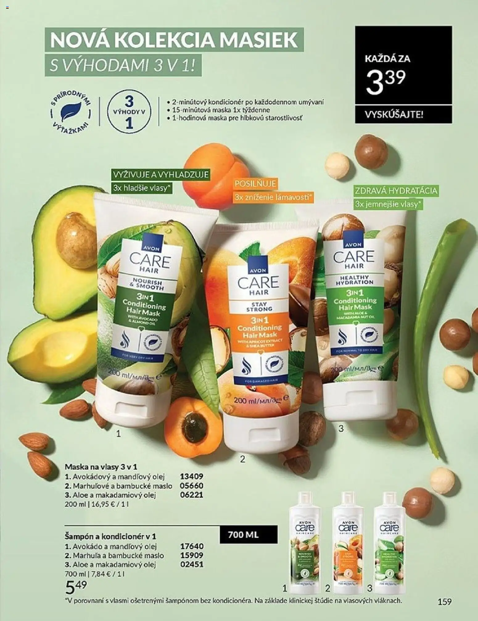Nové Avon akcie – leták je platný od 01.01.2026 | Strana: 159 | Produkty: Maslo, Mandľový olej, Šampón, Avokádo