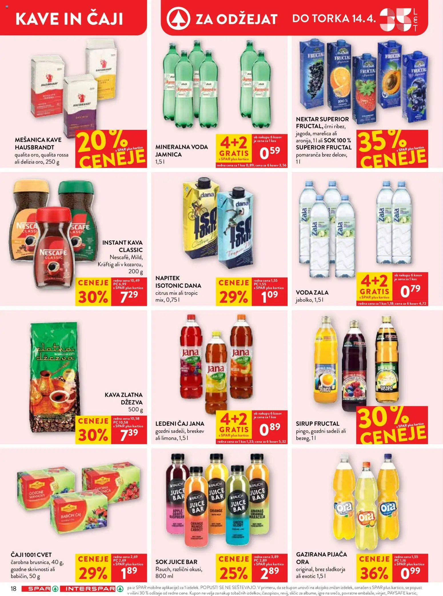 Novi Spar katalog ponudbe – veljaven od 08.04.2026 | Stran: 22 | Izdelki: Sirup, Instant kava, Mineralna voda, Breskev