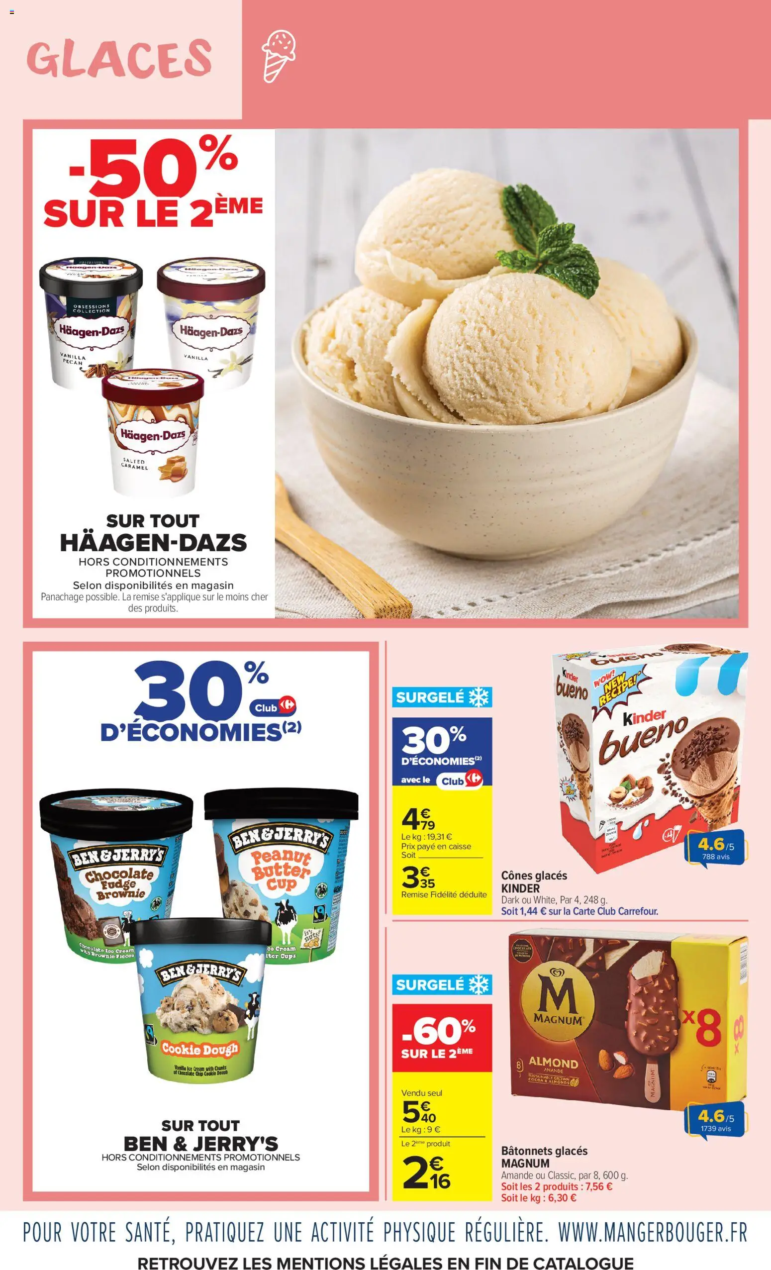 {H1} | Page: 6 | Produits: Glaces, Amande, Kinder Bueno, Cônes