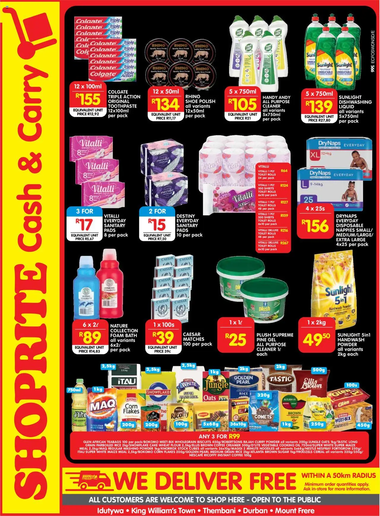 Shoprite Eastern Cape - Cash & Carry Price Drop Idutywa, King William's Town & Thembani │ valid from 04.08.2025 | Page: 3 | Products: Corn, Flour, Oats, Coffee