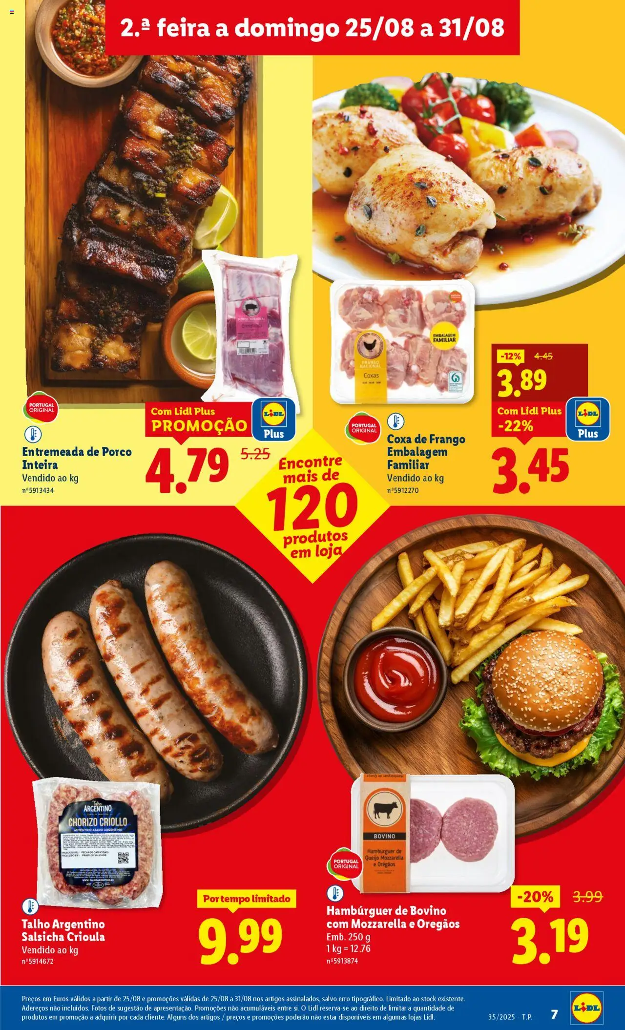 Lidl folheto │ válido de 25.08.2025 | Página: 7 | Produtos: Orégãos, Frango, Salsicha, Queijo