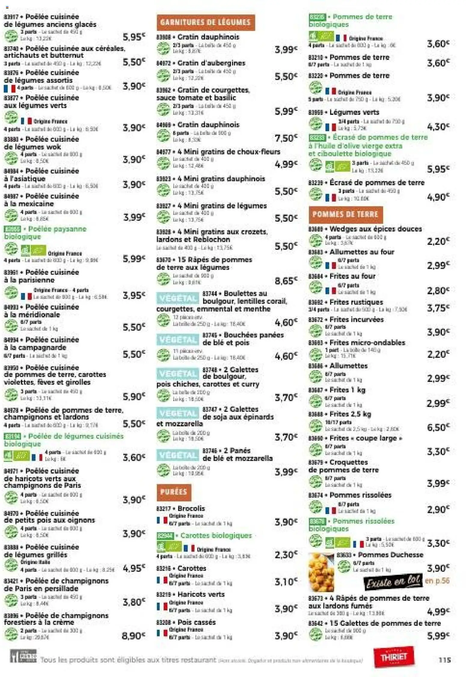 {H1} | Page: 115 | Produits: Menthe, Reblochon, Pommes, Pommes de terre