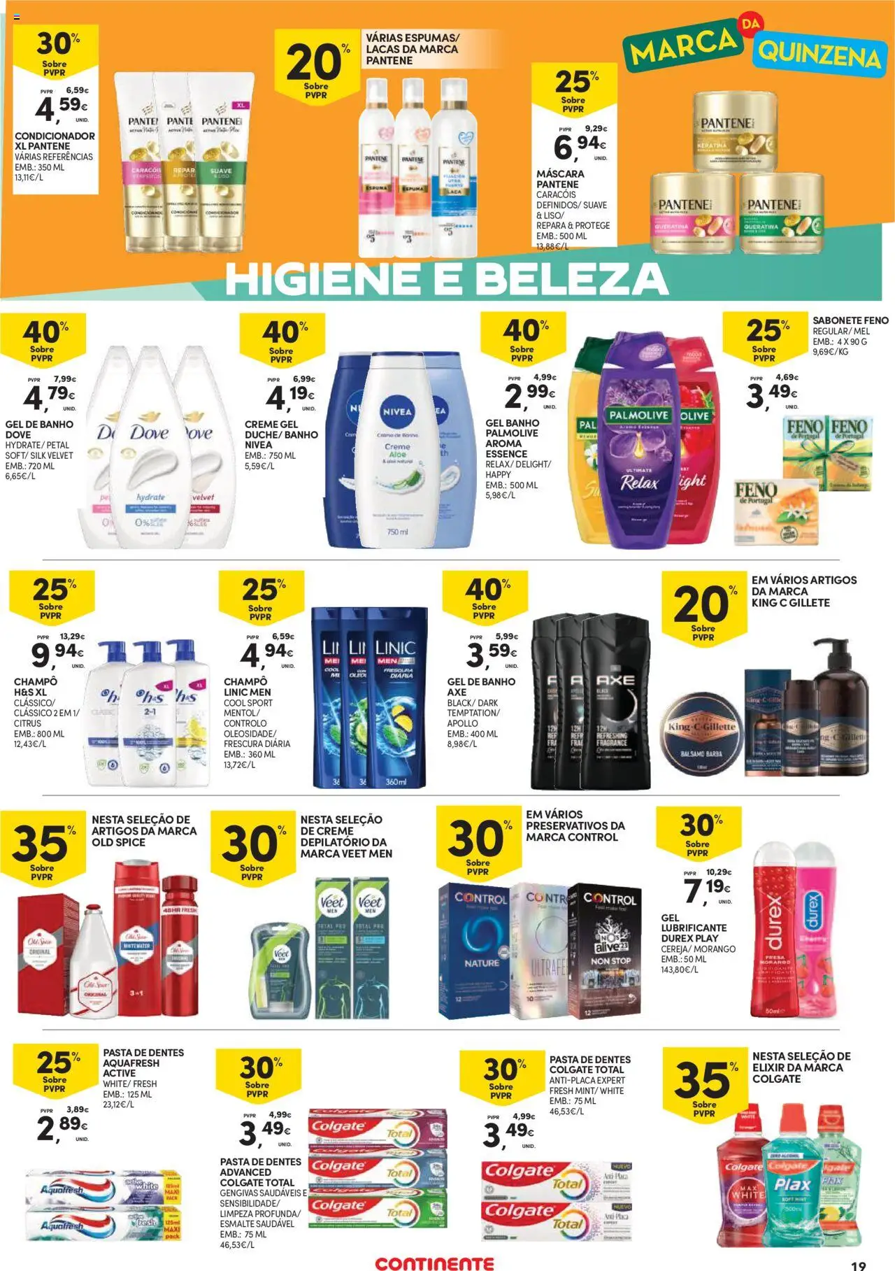 Continente Açores │ válido de 21.08.2025 | Página: 19 | Produtos: Shampoo, Condicionador, Gel de banho, Mel