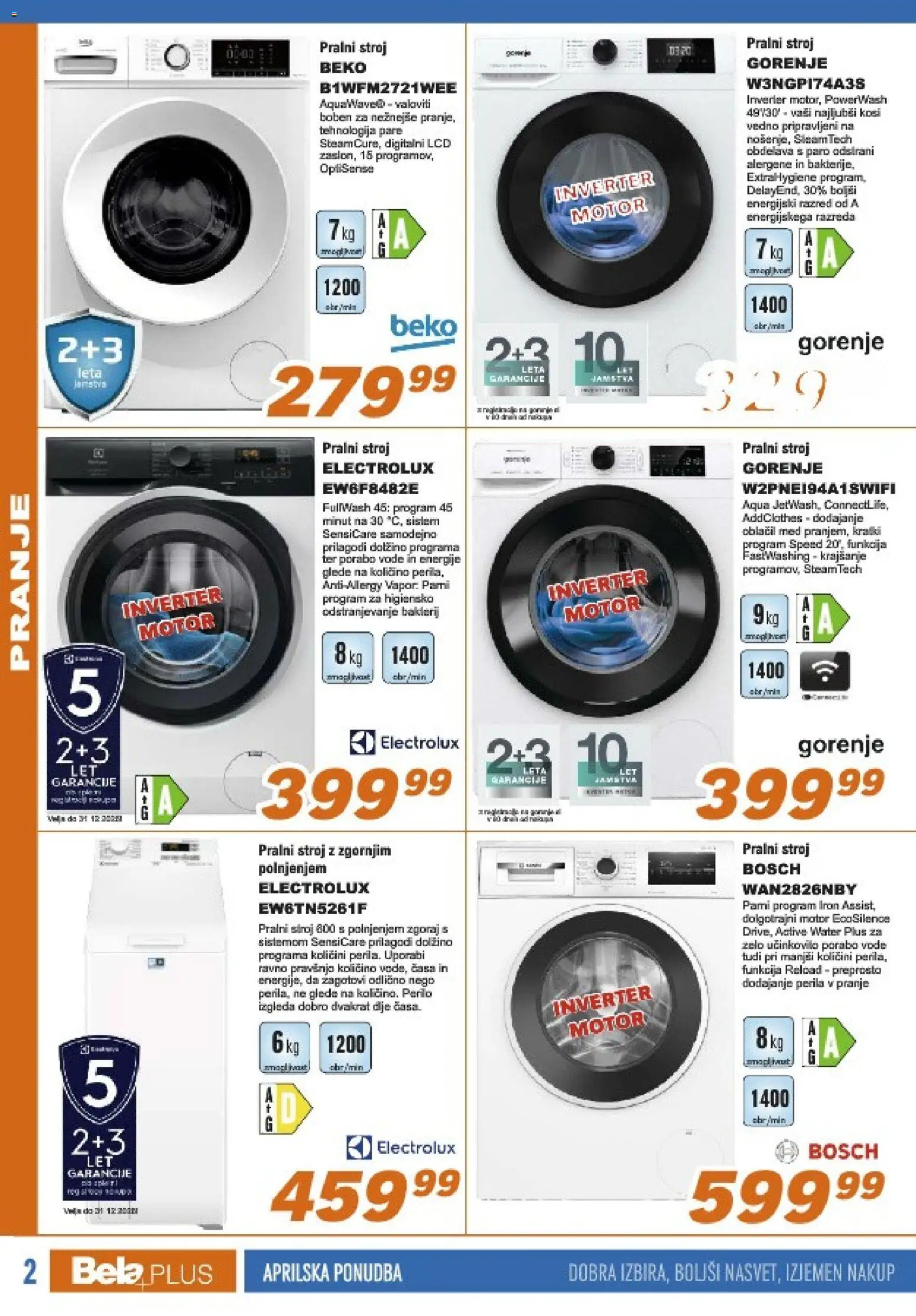 Novi Bela plus katalog ponudbe – veljaven od 16.04.2026 | Stran: 2 | Izdelki: Pralni stroj
