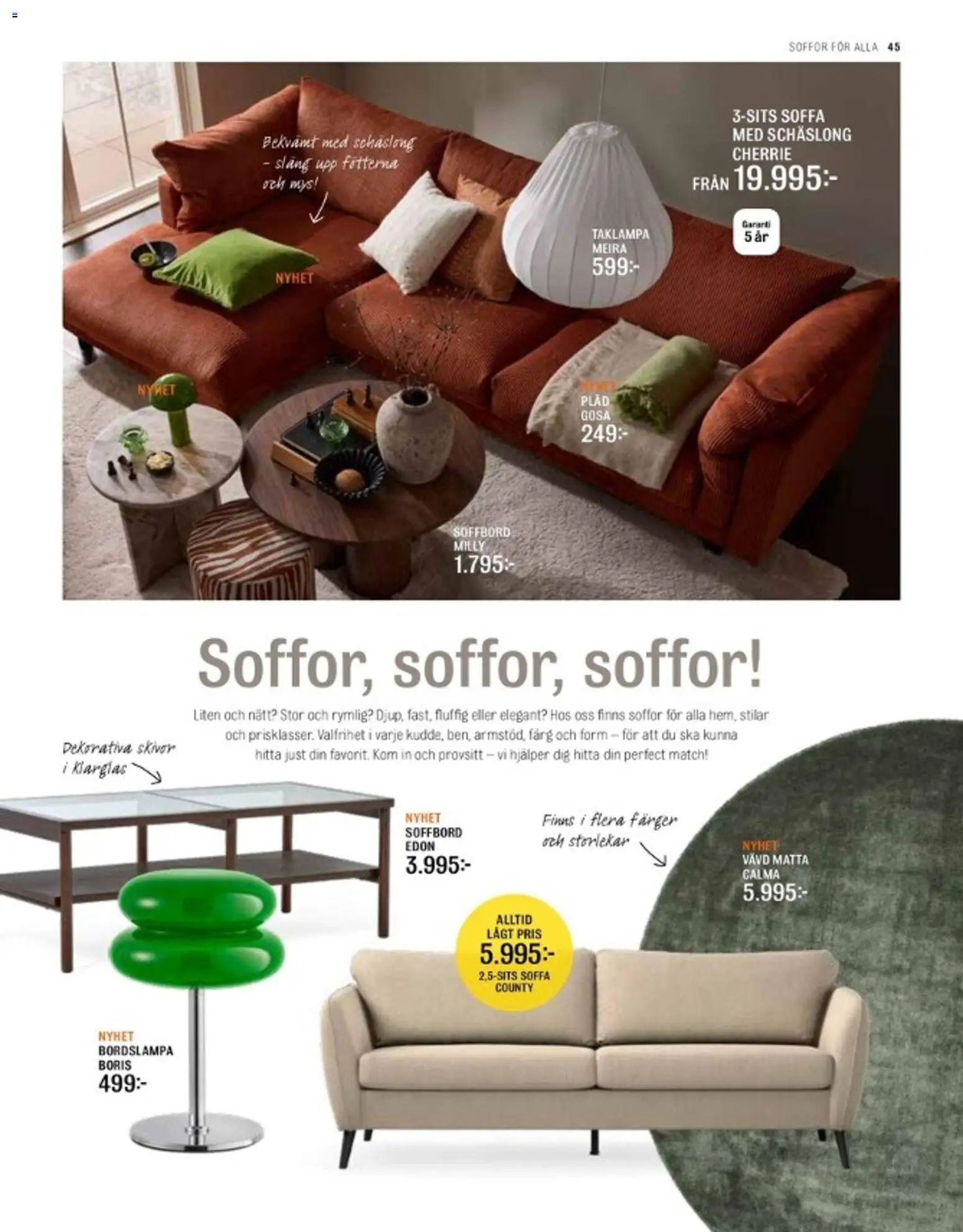 Mio reklamblad aktuell från 01.03.2026 | Sida: 45 | Produkter: Bordslampa, Pläd, Soffa, Matta