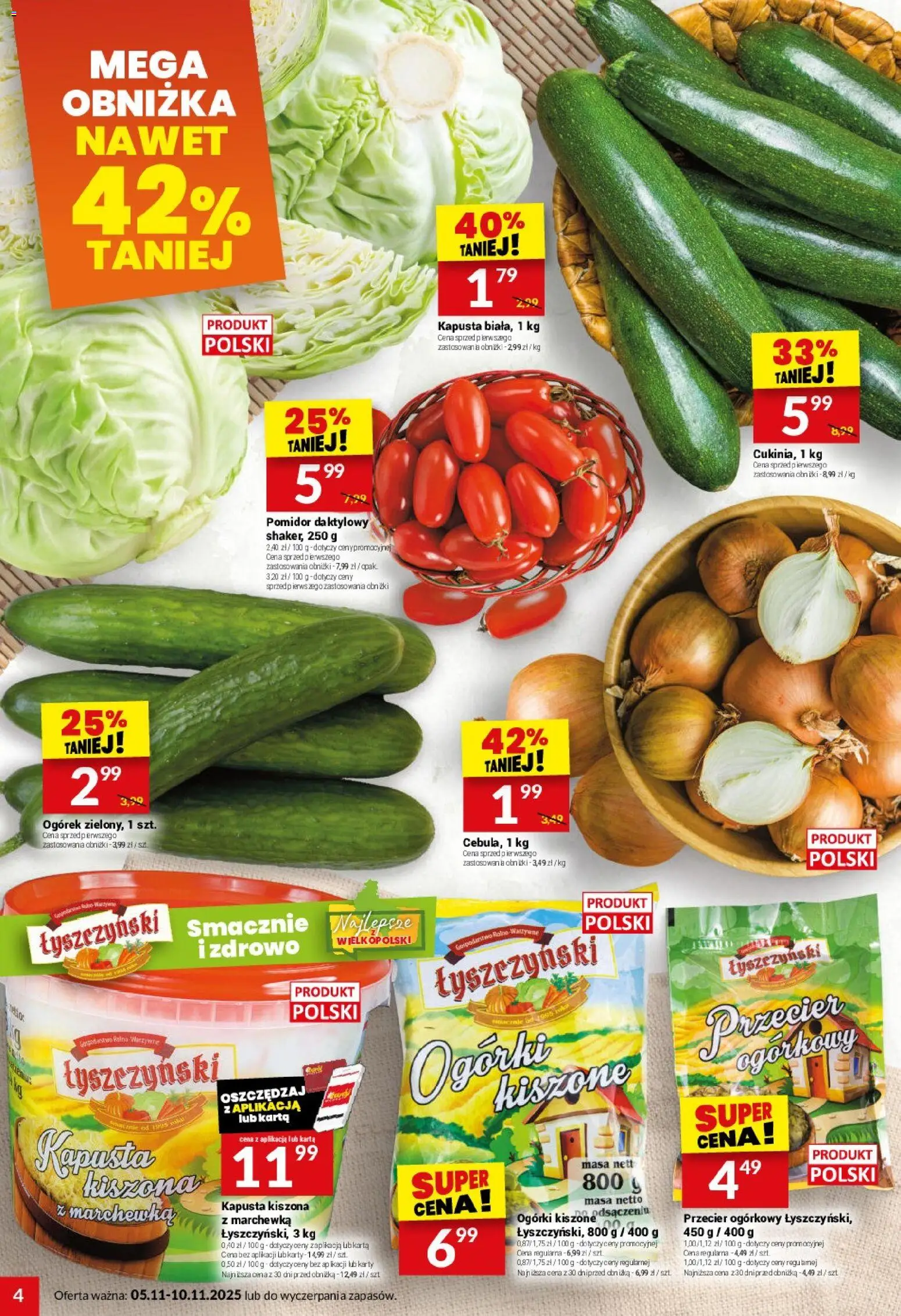 Twój Market Gazetka od 05.11.2025 | Strona: 4 | Produkty: Kapusta, Kapusta kiszona, Marchewka, Ogórki