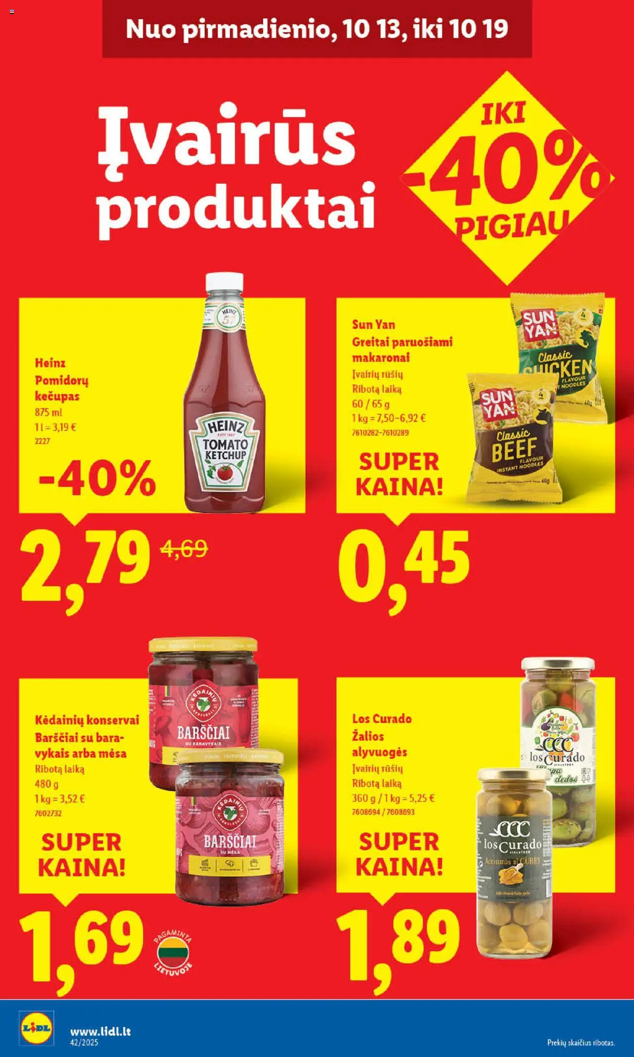 LIDL akcijos nuo 16.10.2025 | Puslapis: 46 | Prekių: Konservai, Makaronai, Kečupas