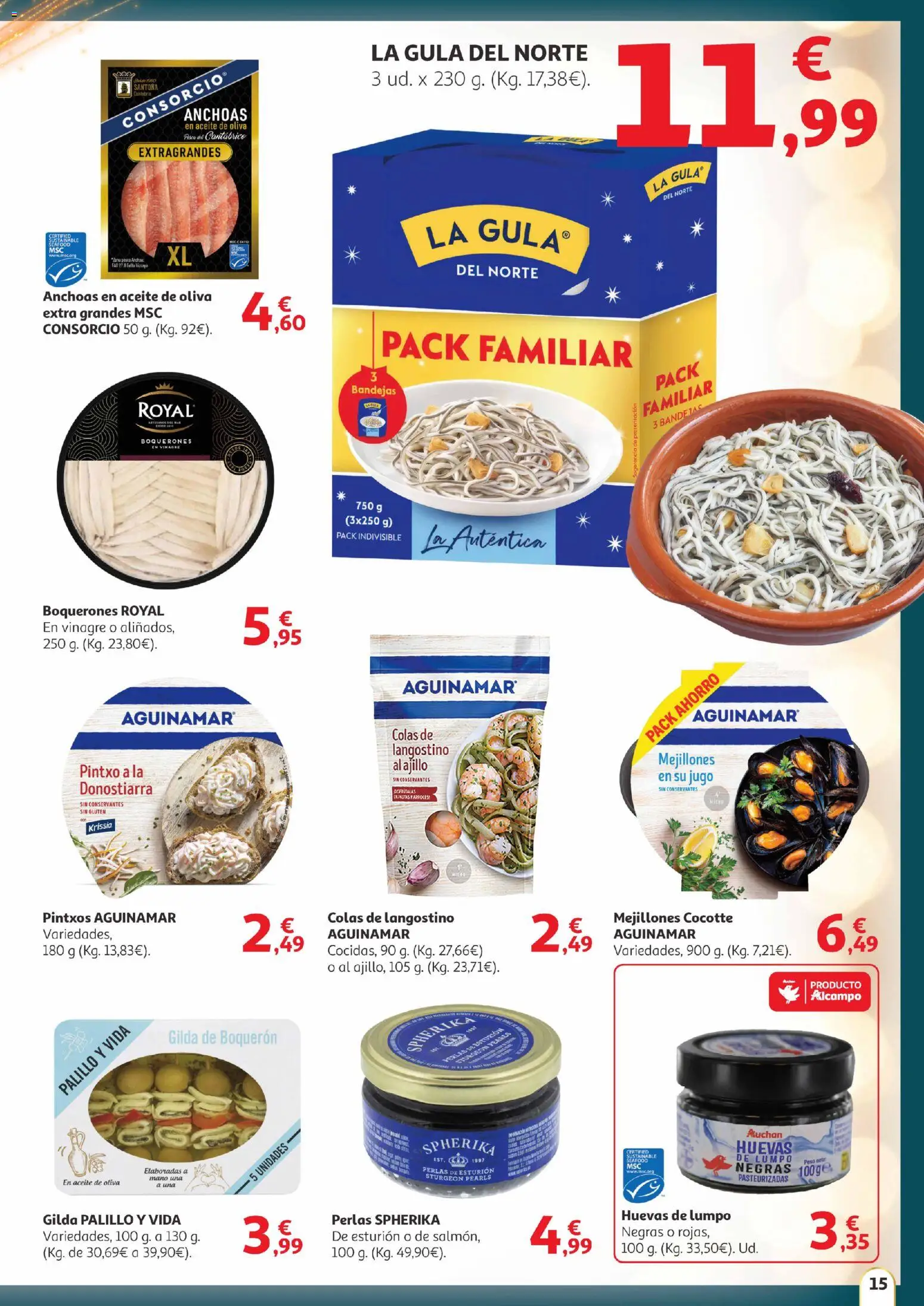 Alcampo -  Canarias │ válido desde el 11.12.2025 | Página: 15 | Productos: Aceite, Jugo, Δεξαμενή, Langostino