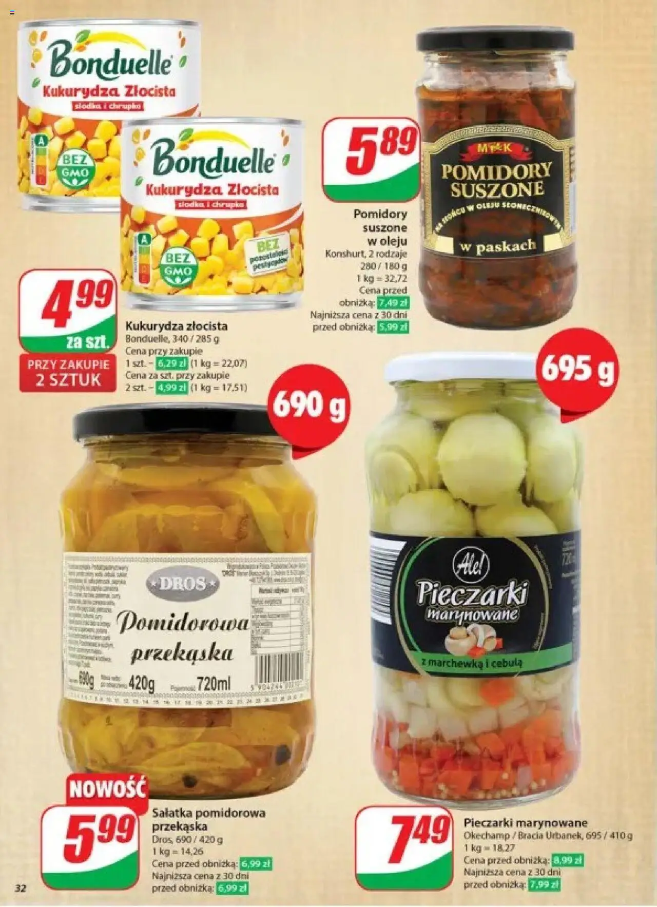 Dino Gazetka od 28.05.2025 | Strona: 32 | Produkty: Kukurydza, Pomidory suszone w oleju, Pomidory, Sałatka