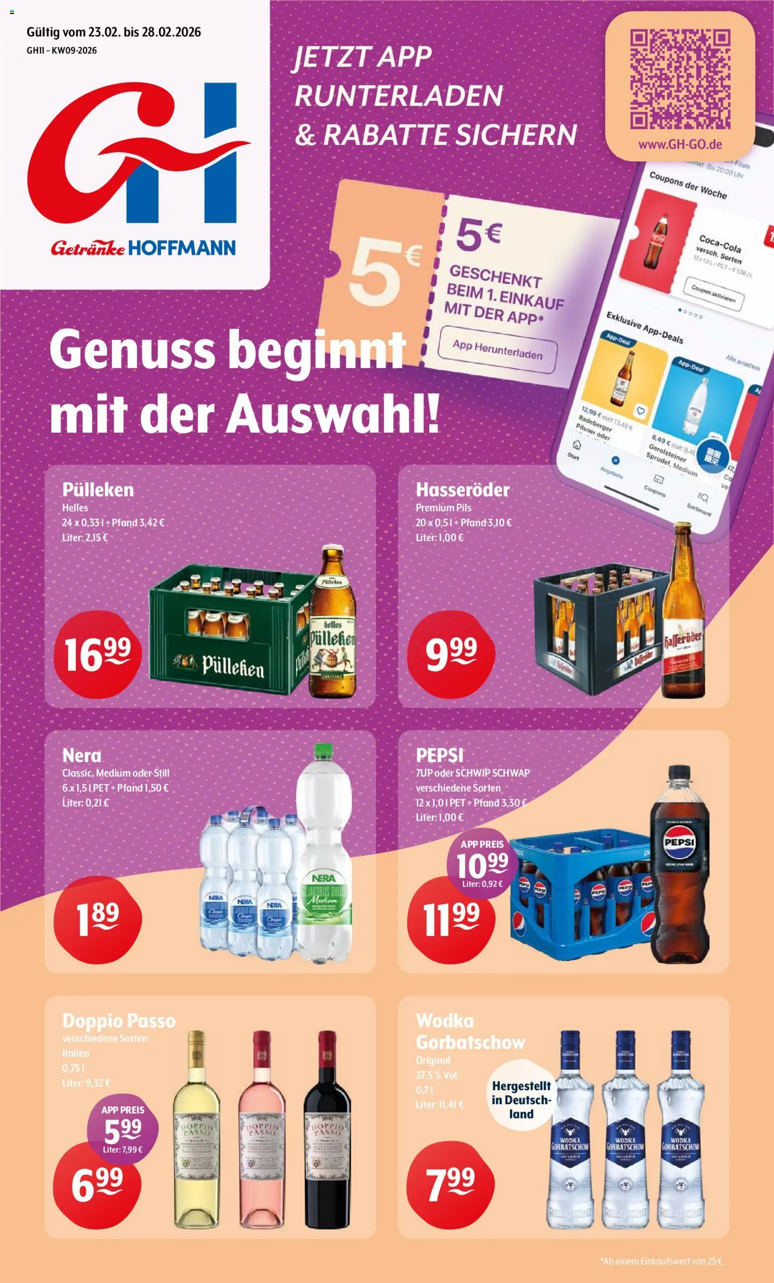 Trink und Spare Prospekt 	 – gültig ab 23.02.2026 | Seite: 1 | Produkte: Doppio Passo, Pepsi, Hasseröder, Uhr