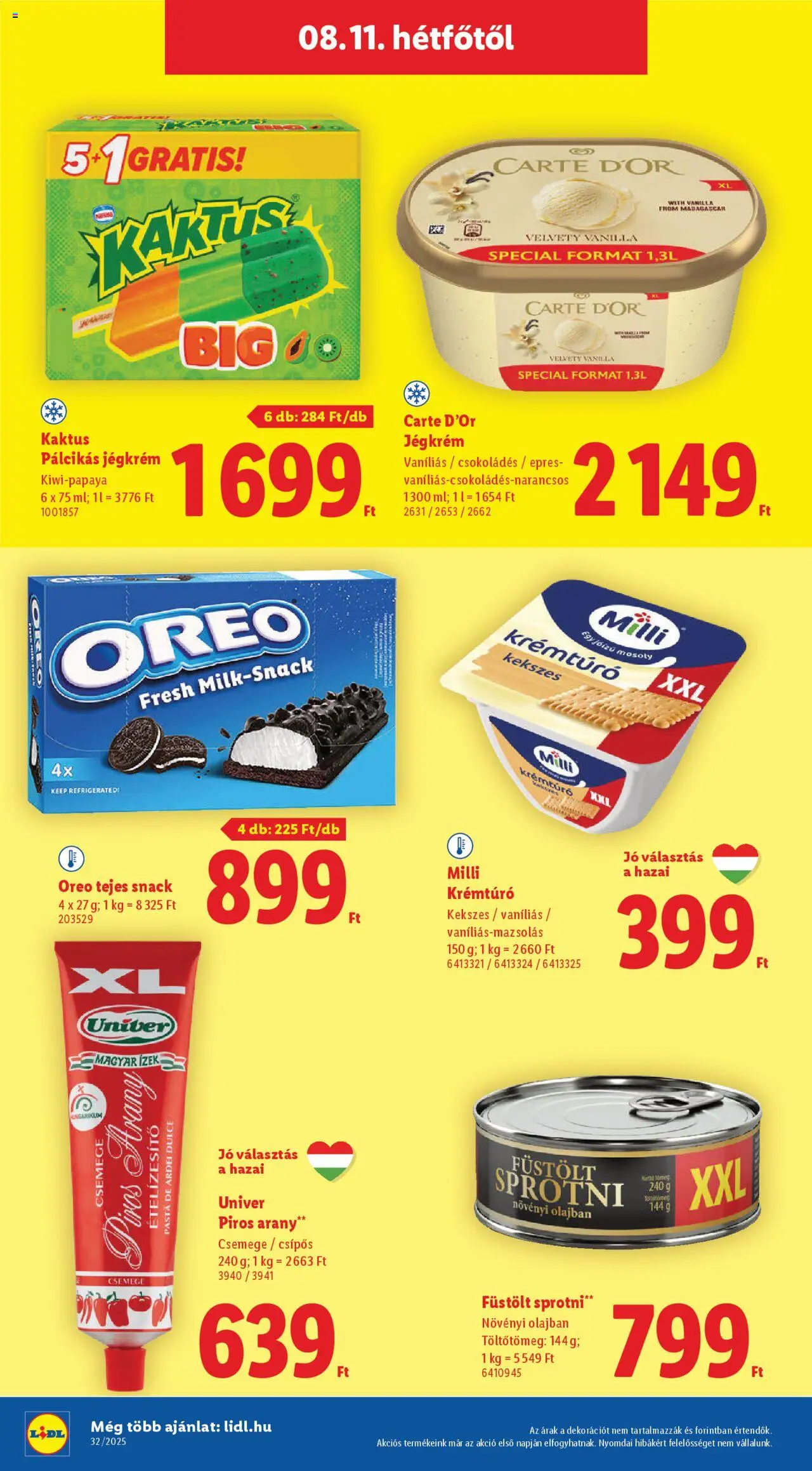 Lidl akciós ujság - amely érvényes a következő dátumtól: 07.08.2025 | Oldal: 58 | Termékek: Sprotni, Krémtúró, Jégkrém, Ételízesítő