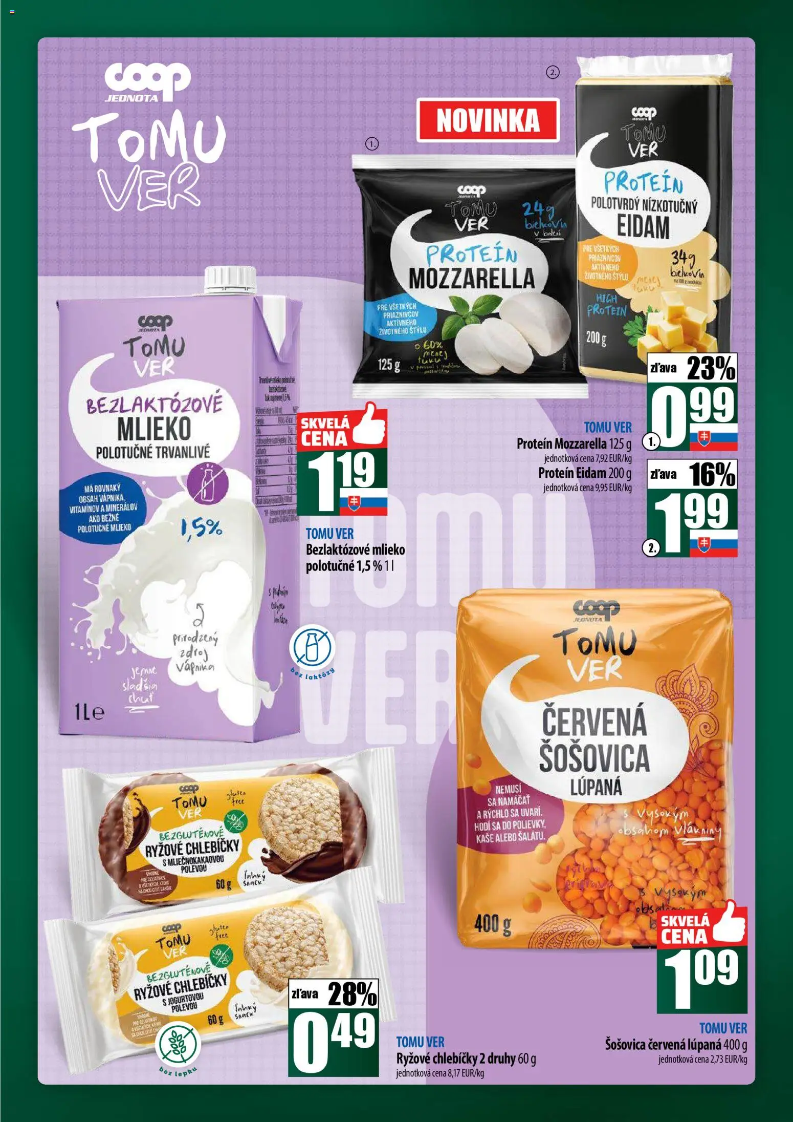 Nové COOP Jednota akcie – leták je platný od 23.10.2025 | Strana: 31 | Produkty: Mlieko, Eidam, Protein, Bezlaktózové mlieko