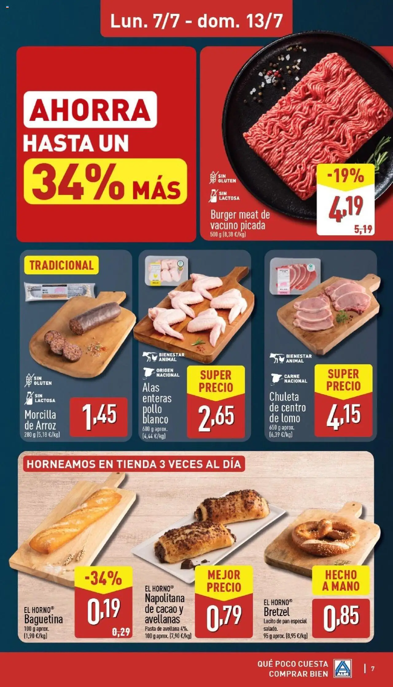 Aldi folleto Baleares │ válido desde el 07.07.2025 | Página: 7 | Productos: El horno, Arroz, Pasta, Φρυγανιές σικάλεως