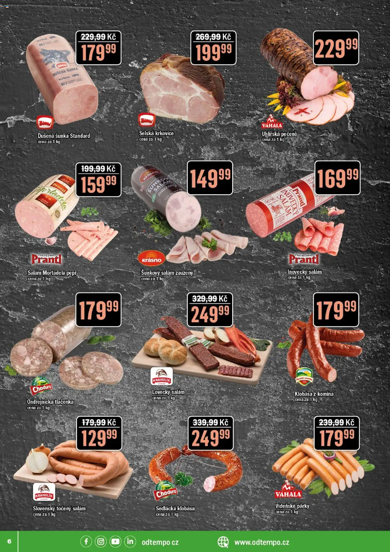 Tempo leták - Tuty od 08.10.2025 | Strana: 6 | Produkty: Točený salám, Tlačenka, Krkovice, Lovecký salám