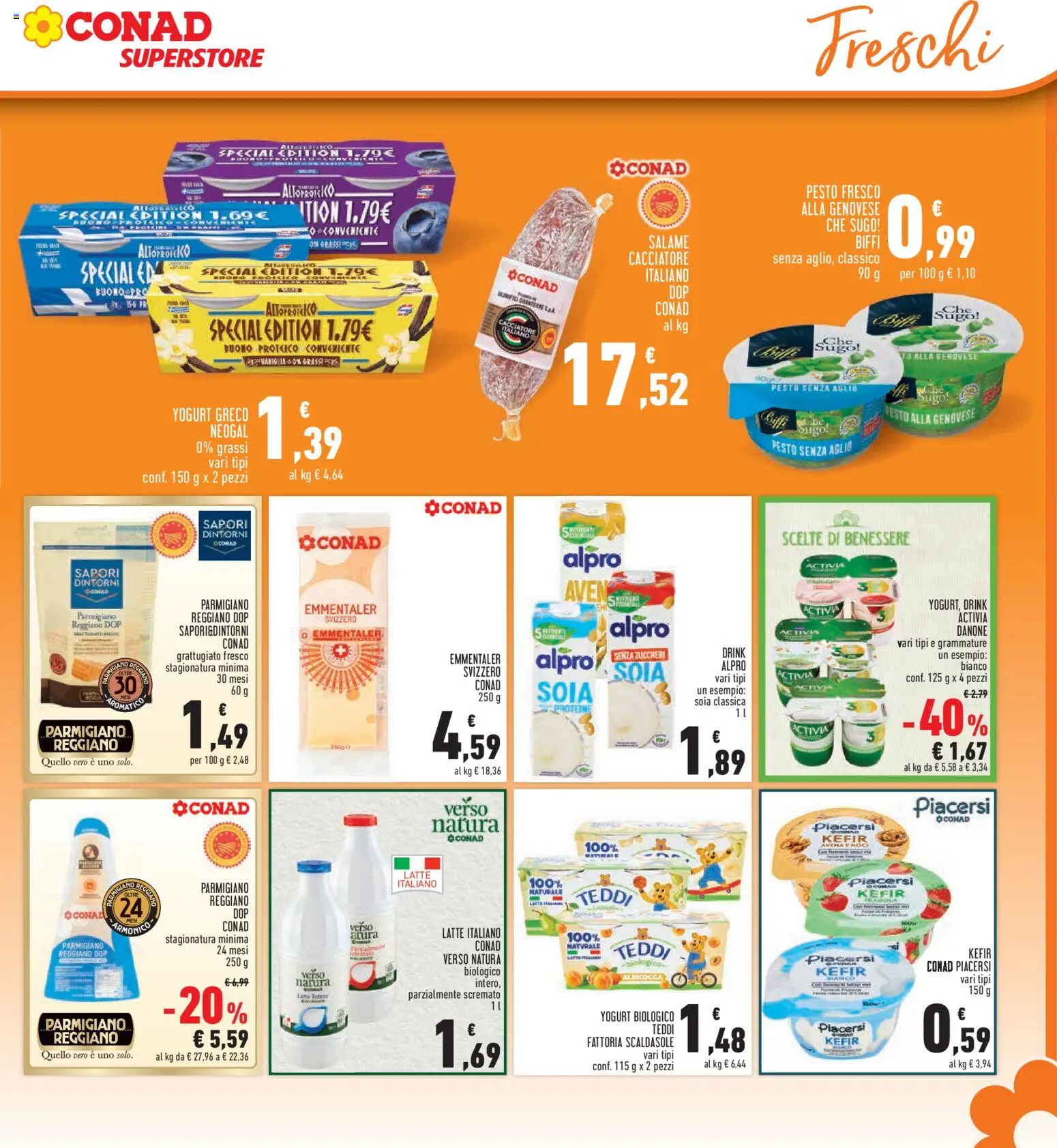 Volantino Conad del 08.04.2026 | Pagina: 13 | Prodotti: Yogurt greco, Latte, Pesto, Emmental