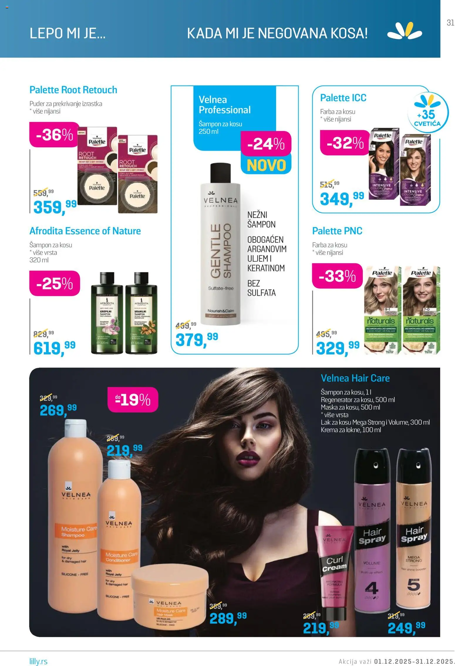 Lilly drogerie katalog - važi od 01.12.2025 | Strana: 31 | Proizvode: Puder, Šampon, Lak za kosu, Maska