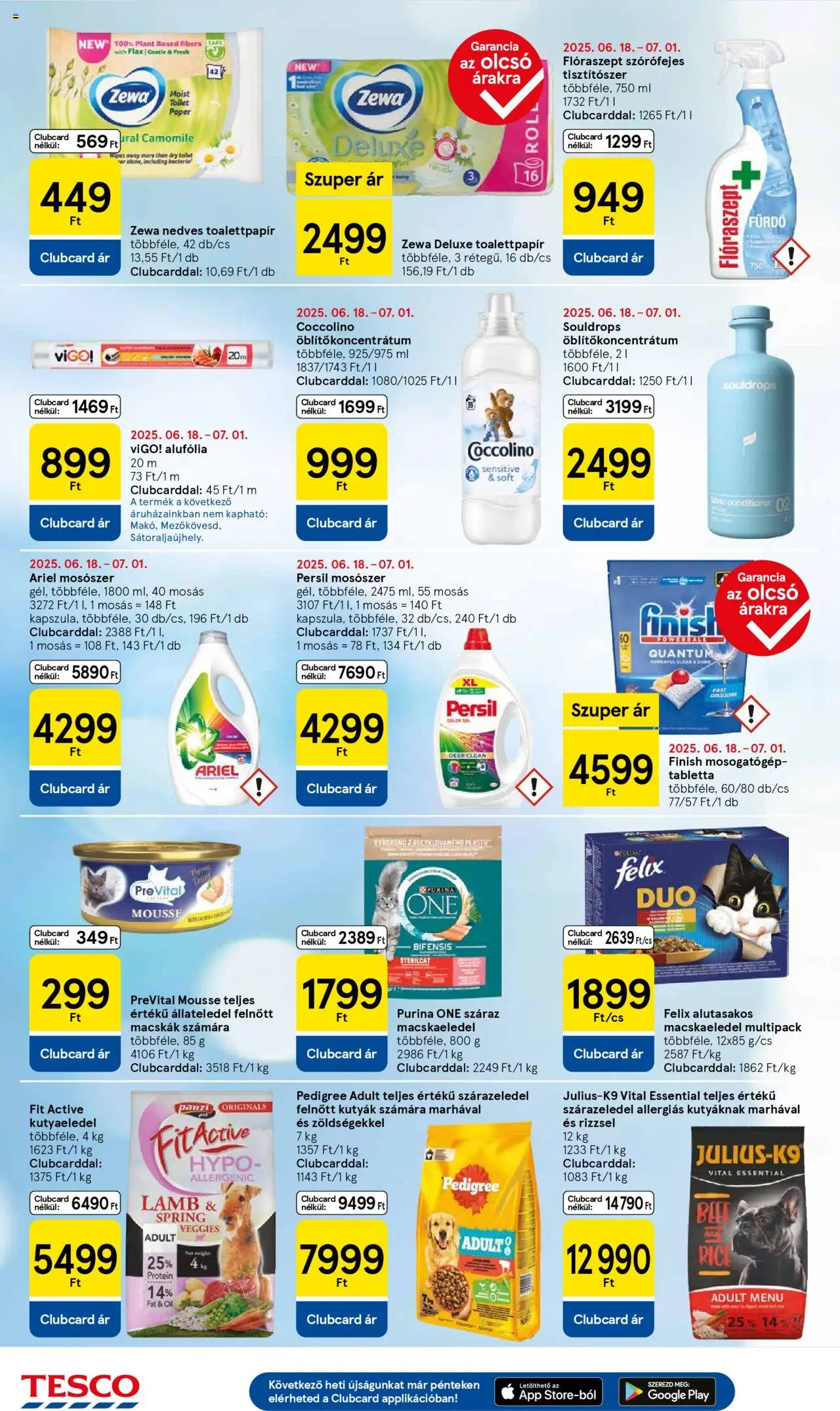 Tesco akciós ujság - amely érvényes a következő dátumtól: 26.06.2025 | Oldal: 8 | Termékek: Coccolino, Macskaeledel, Kutyaeledel, Purina one