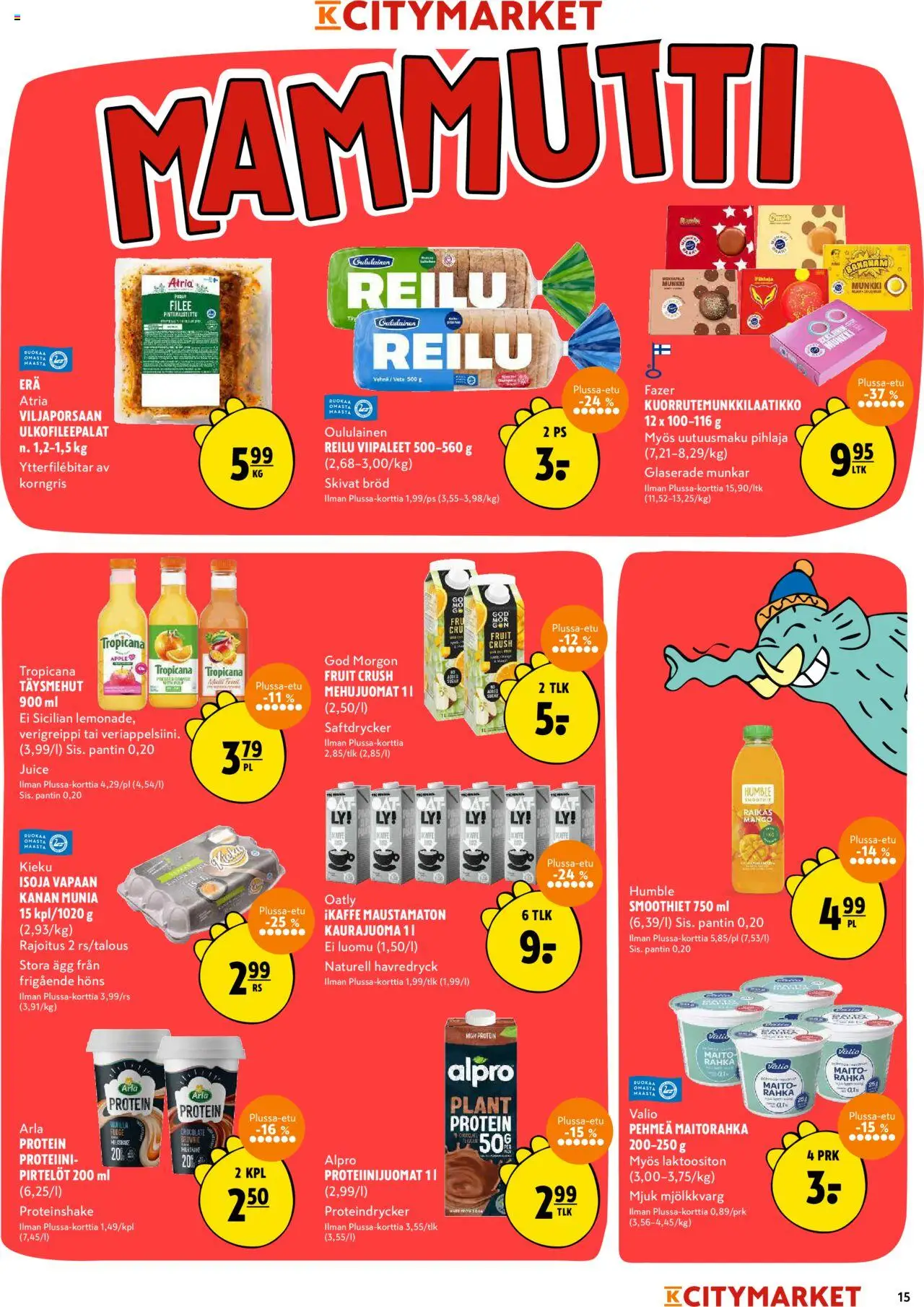 K-Citymarket tarjoukset – voimassa 16.10.2025 alkaen | Sivu: 15 | Tuotteet: Mango, Kaurajuoma, Maito