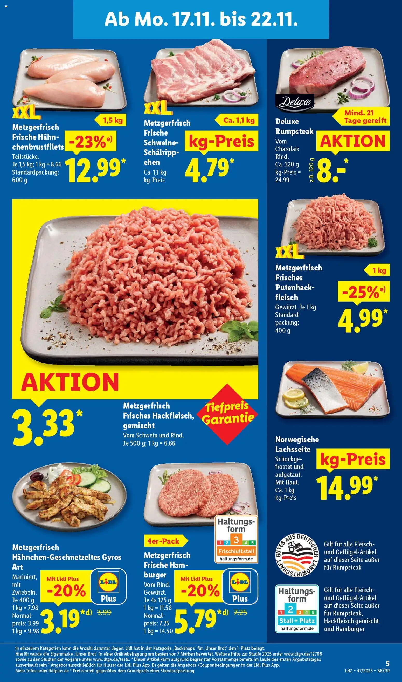 Lidl Prospekt Bestwig – gültig ab 17.11.2025 | Seite: 7 | Produkte: Burger, Brot, Fleisch, Hackfleisch