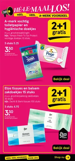 Etos tissues en balsem zakdoekjes 15 stuks, m.u.v. grootverpakking zakdoekjes 30 stuks bijv. Zacht & Sterk tissues 100 stuks - Voorbeeld van een folder van Etos, geldig van 20.10.2025 | Pagina: 36
