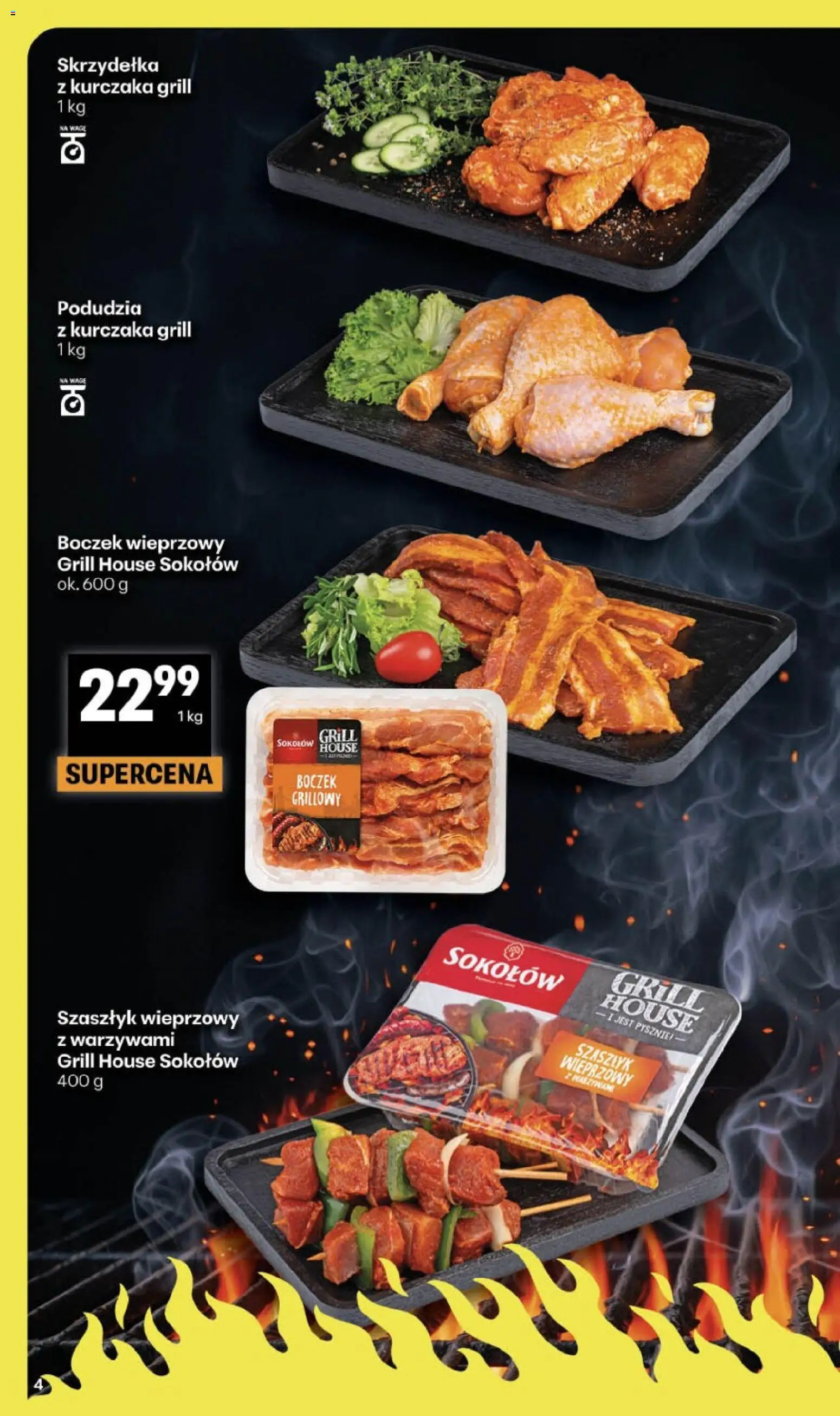 Delikatesy Centrum gazetka od 16.04.2026 | Strona: 4 | Produkty: Skrzydełka z kurczaka, Boczek wieprzowy, Grill, Boczek