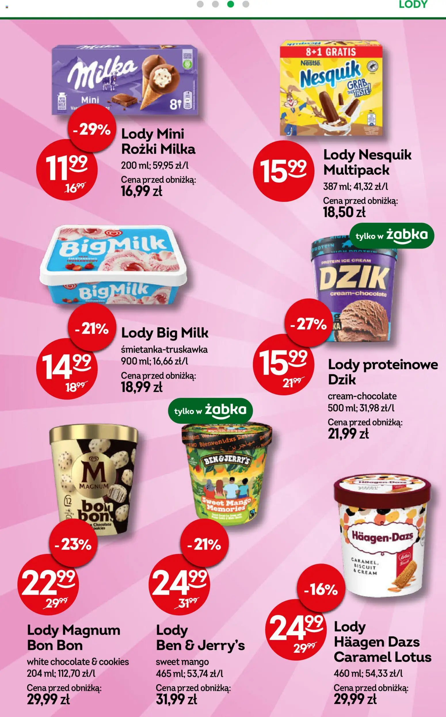 Żabka Gazetka od 25.02.2026 | Strona: 68 | Produkty: Lody proteinowe, Haagen dazs, Lody mini, Lody