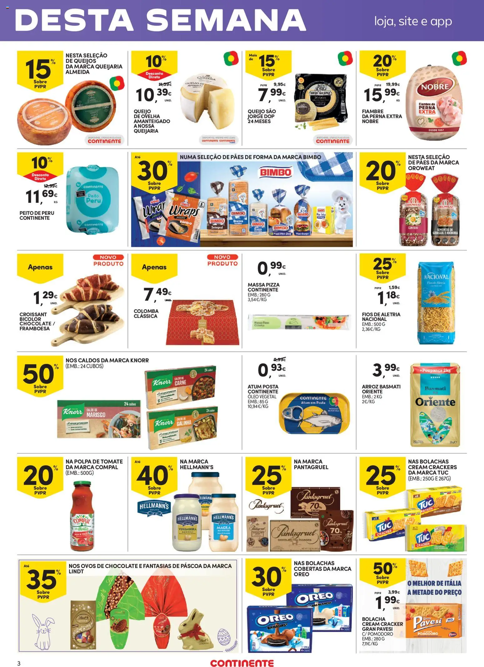 Continente Fim de Semana à Continente │ válido de 03.04.2026 | Página: 3 | Produtos: Queijo, Ovos, Óleo, Pizza