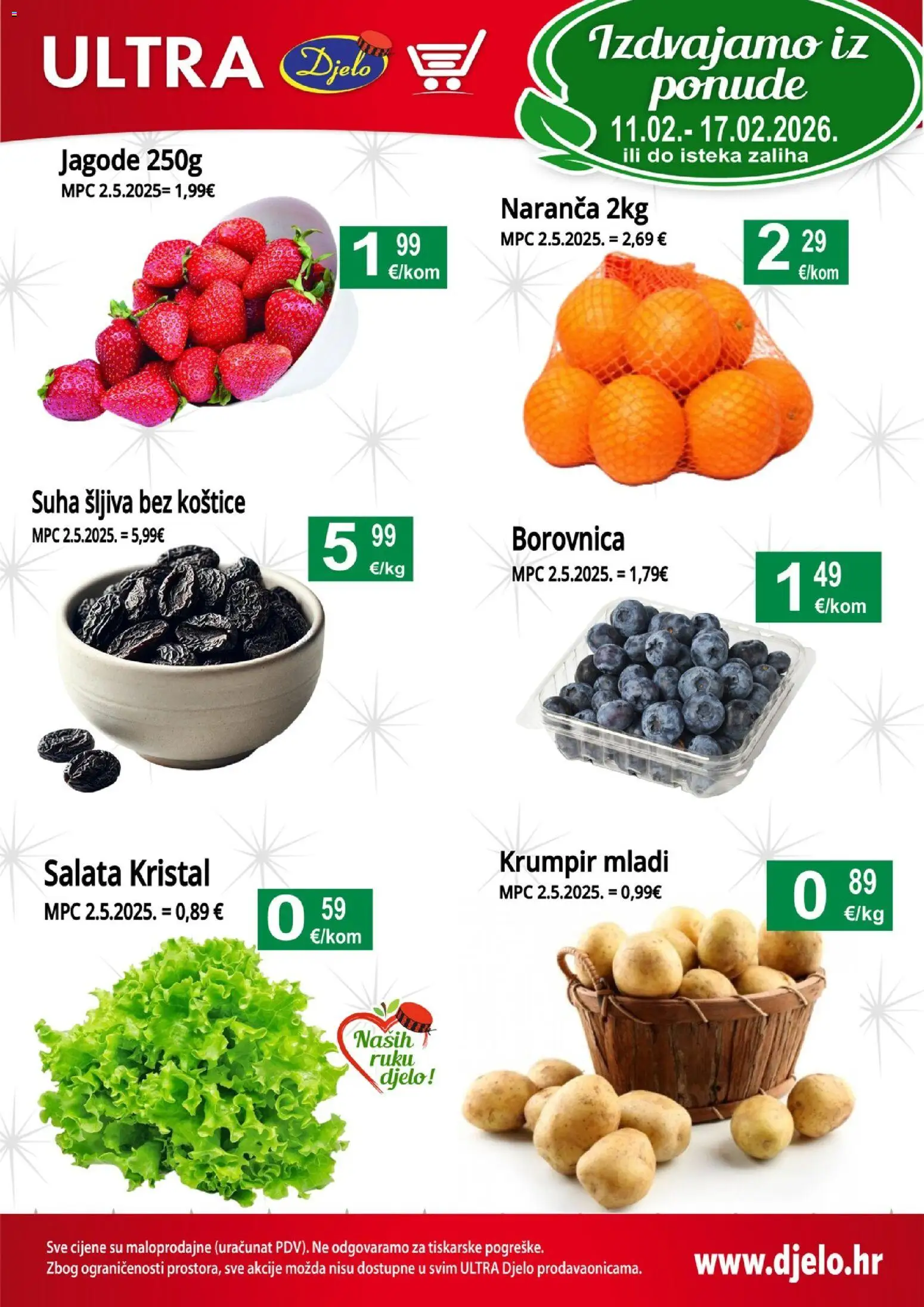 Djelo katalog | vrijedi od 11.02.2026 | Stranica: 1 | Proizvodi: Šljiva, Salata, Krumpir, Borovnica