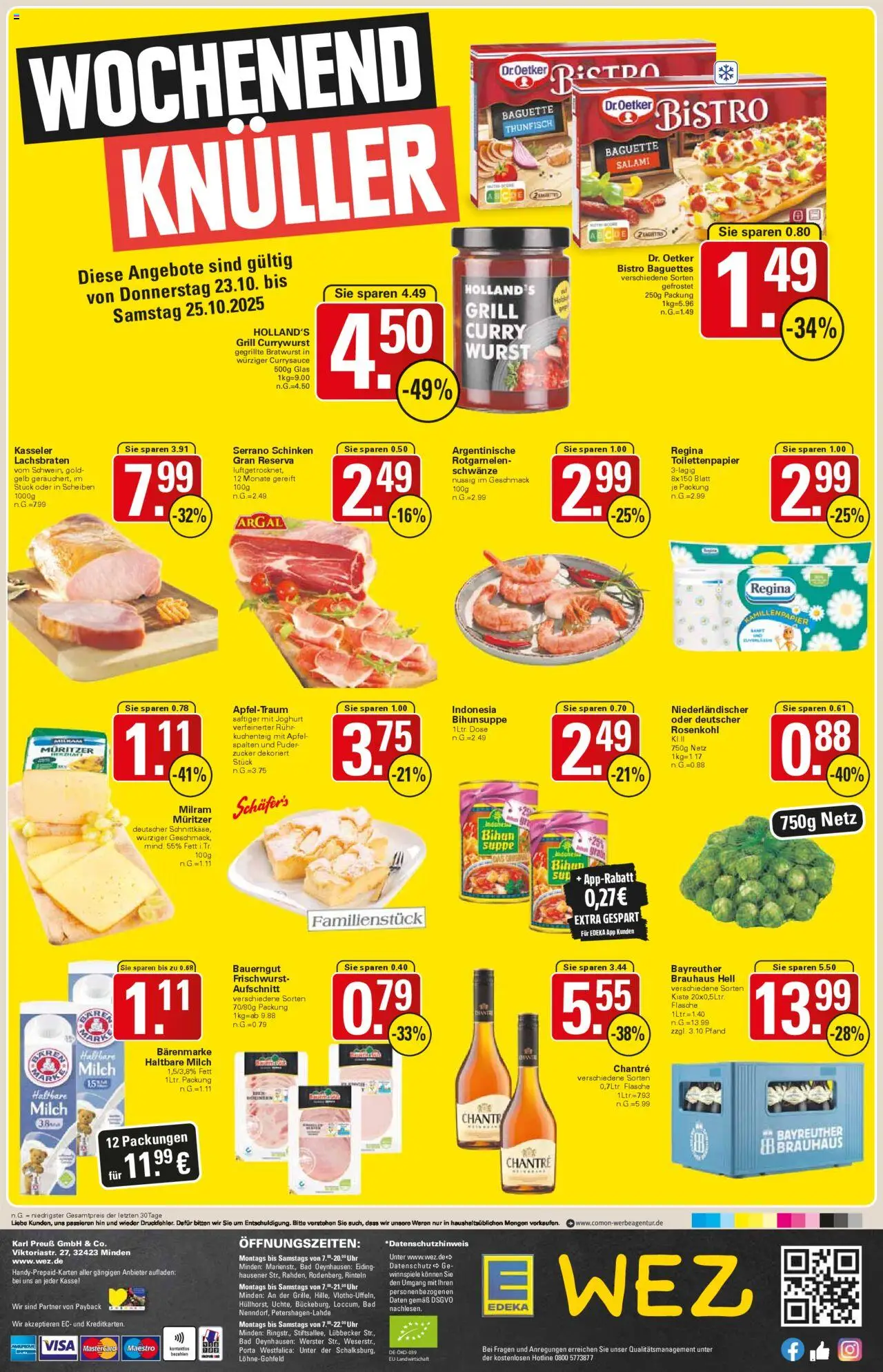 WEZ Prospekt – gültig ab 20.10.2025 | Seite: 16 | Produkte: Haltbare milch, Bad, Bratwurst, Schinken