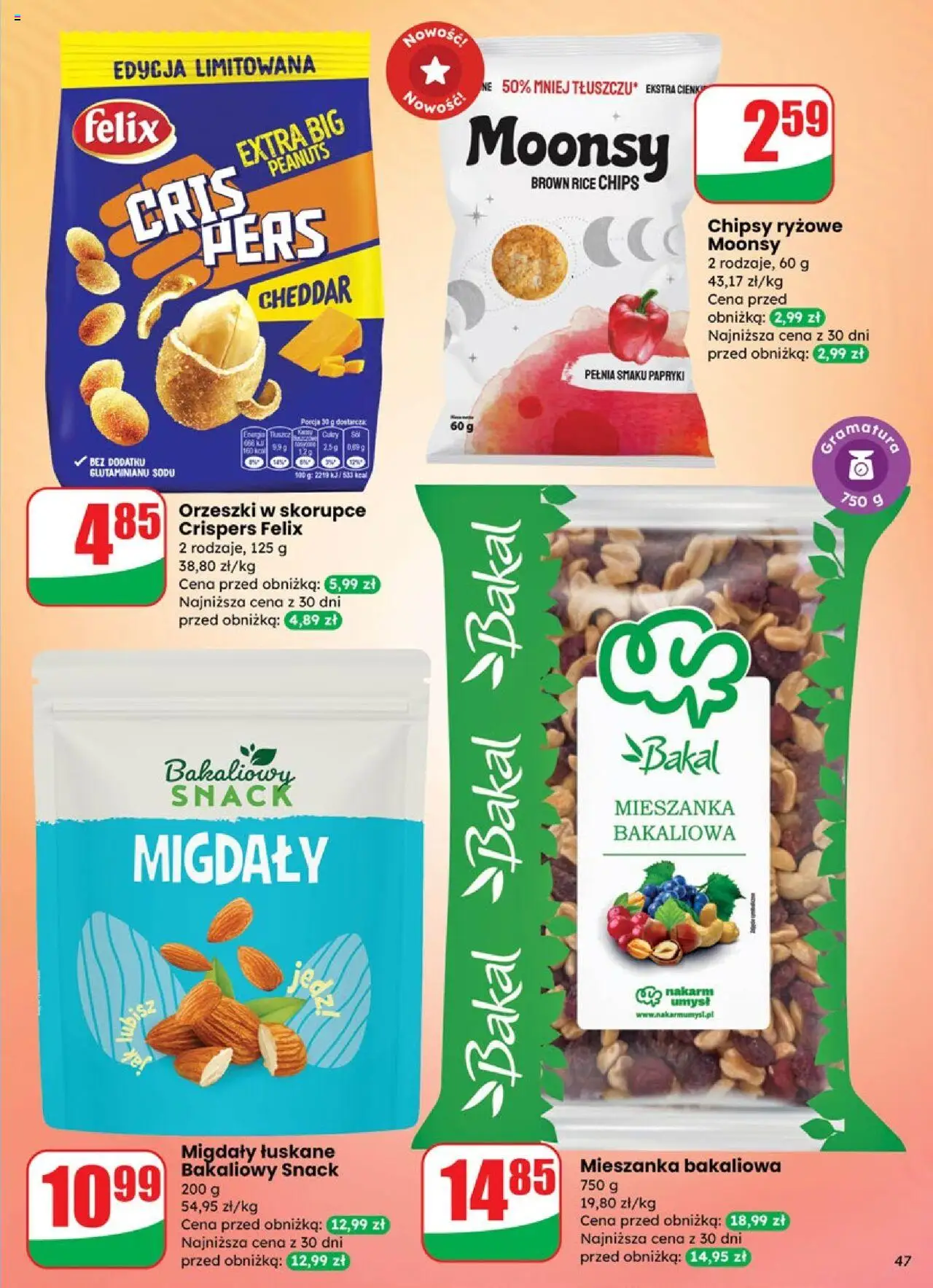 Dino Gazetka od 10.09.2025 | Strona: 47 | Produkty: Orzeszki w skorupce, Chipsy, Cheddar