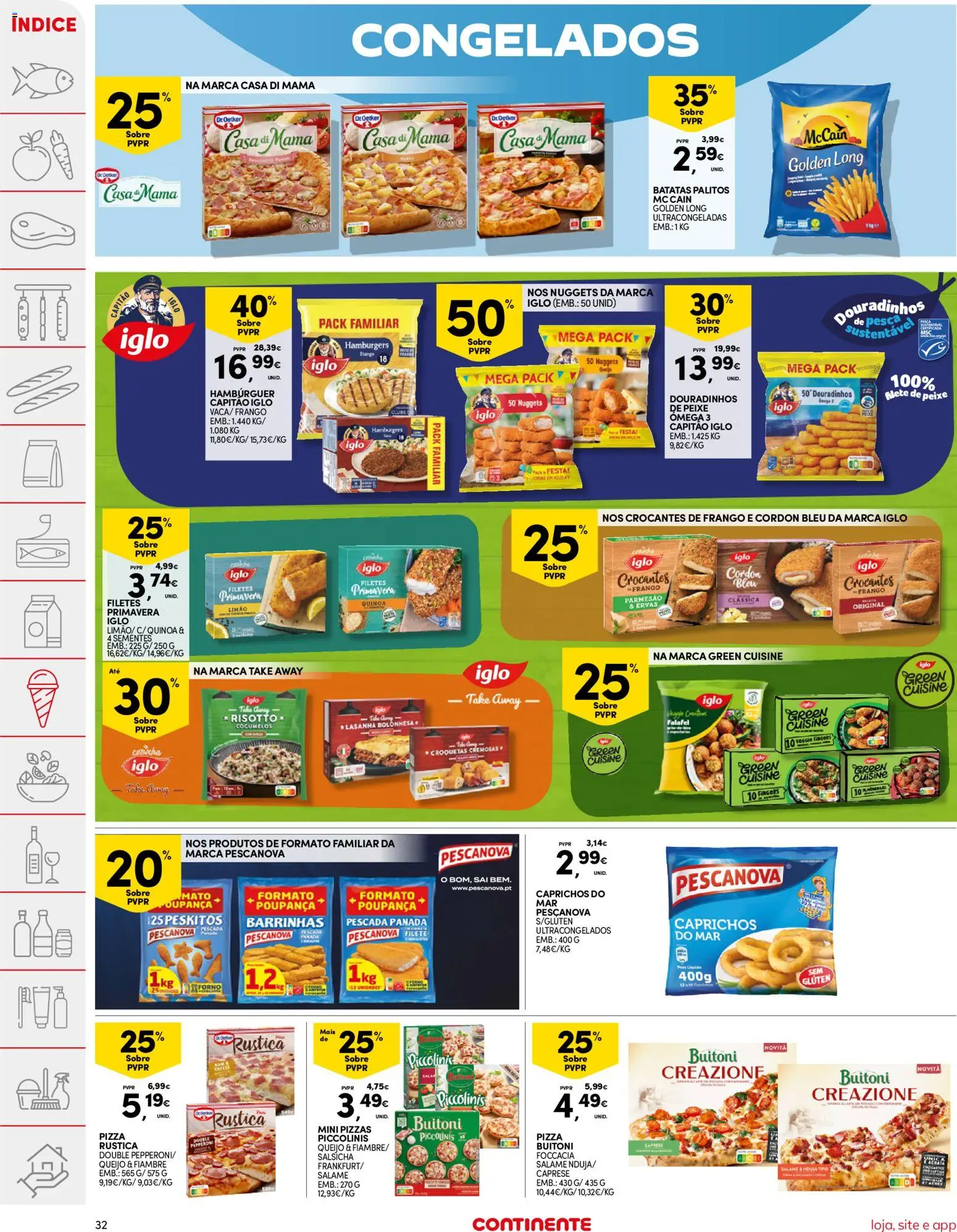 Continente folheto │ válido de 04.11.2025 | Página: 32 | Produtos: Ômega 3, Pescada, Capitão iglo, Quinoa